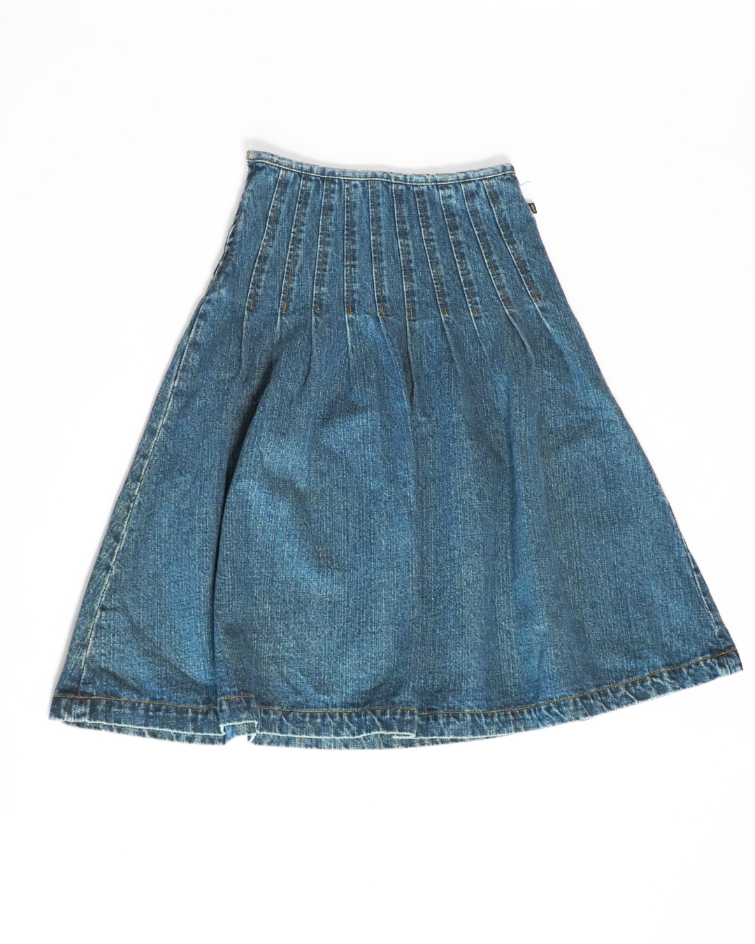 Y2K Pleated Denim Midi Skirt – Metersbonwe