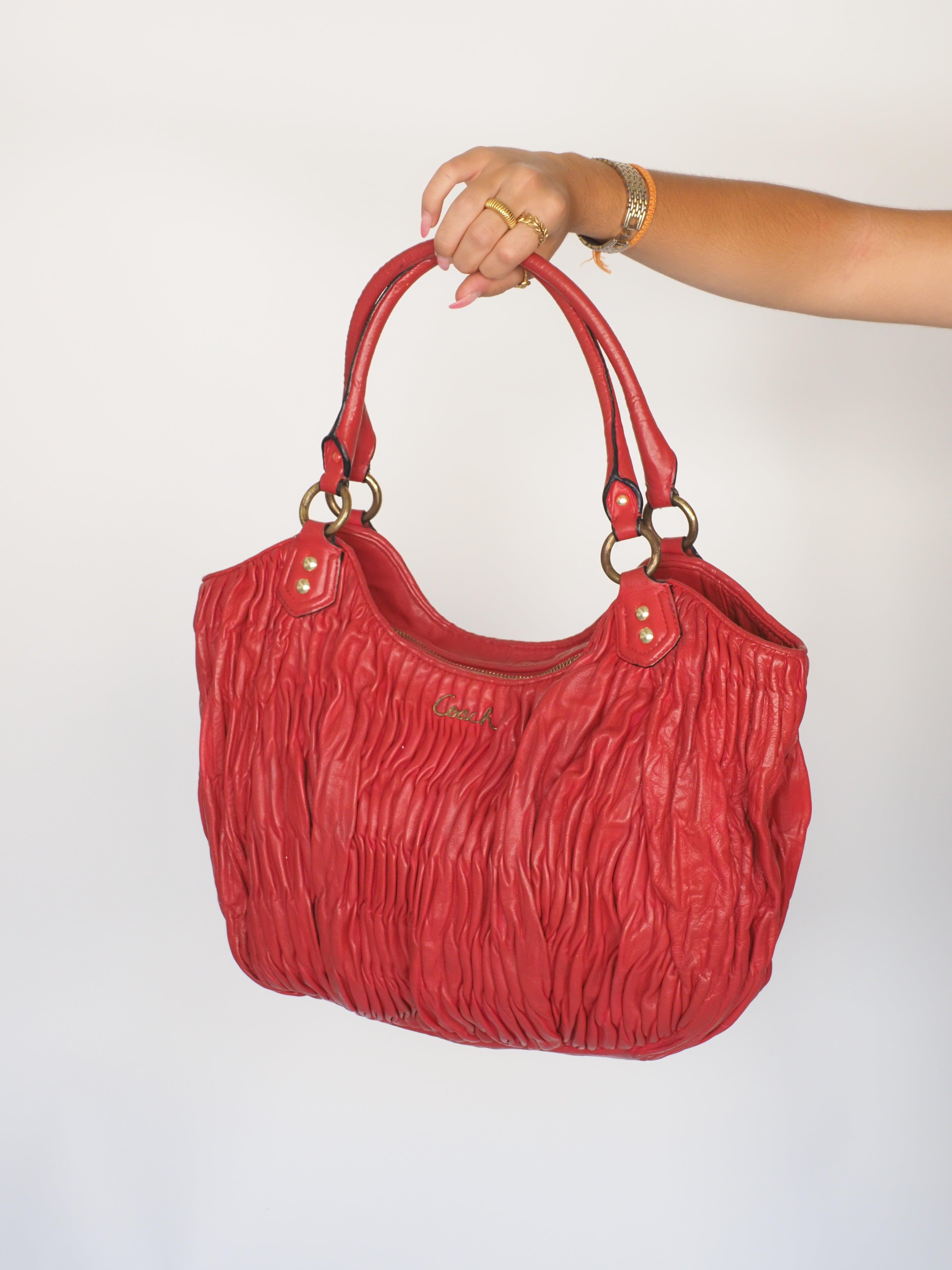 Coach Ashley Gathered Leather Shoulder Tote