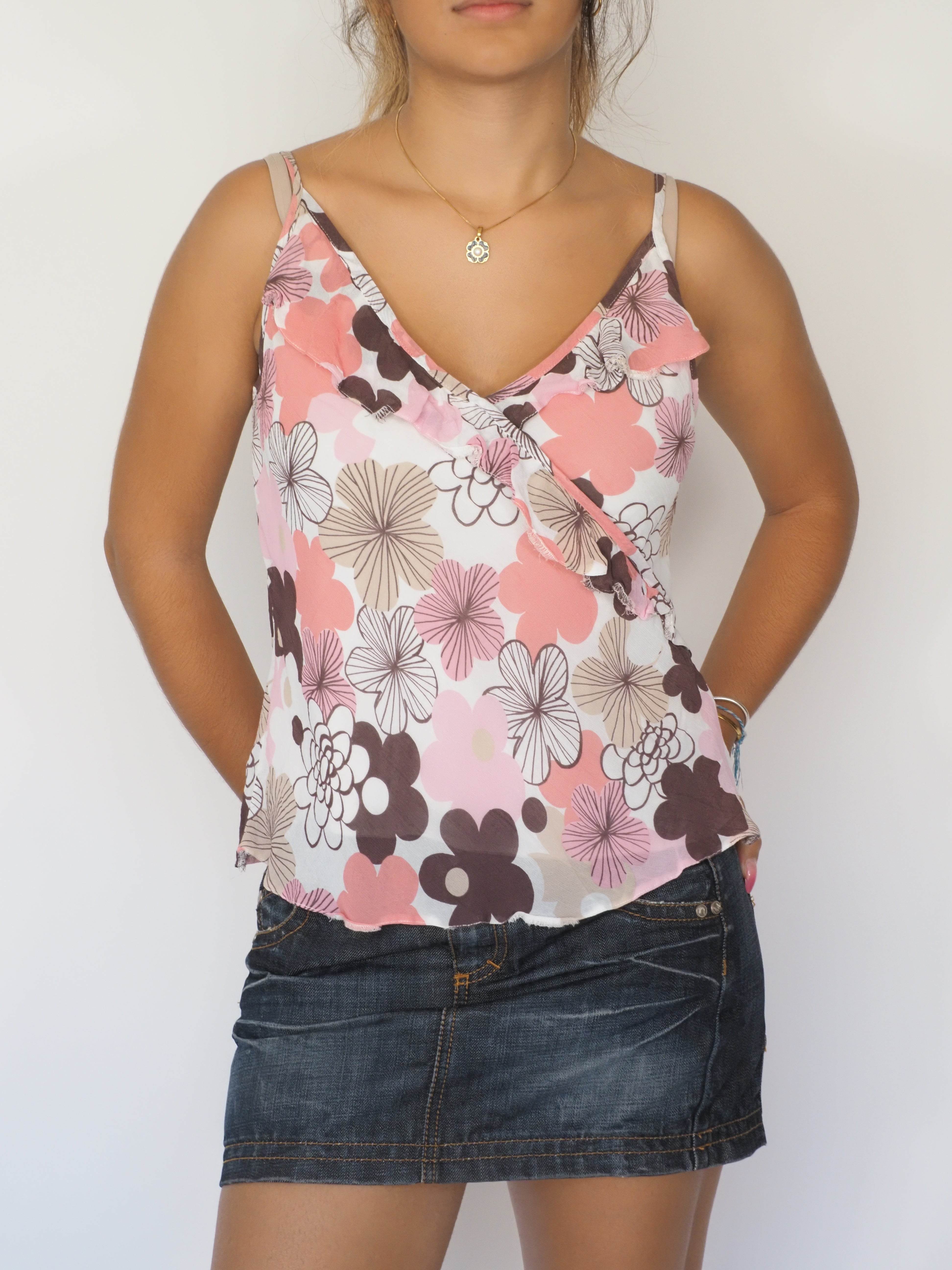 Vintage Y2K Pink & Brown Floral Camisole – Rocha.John Rocha