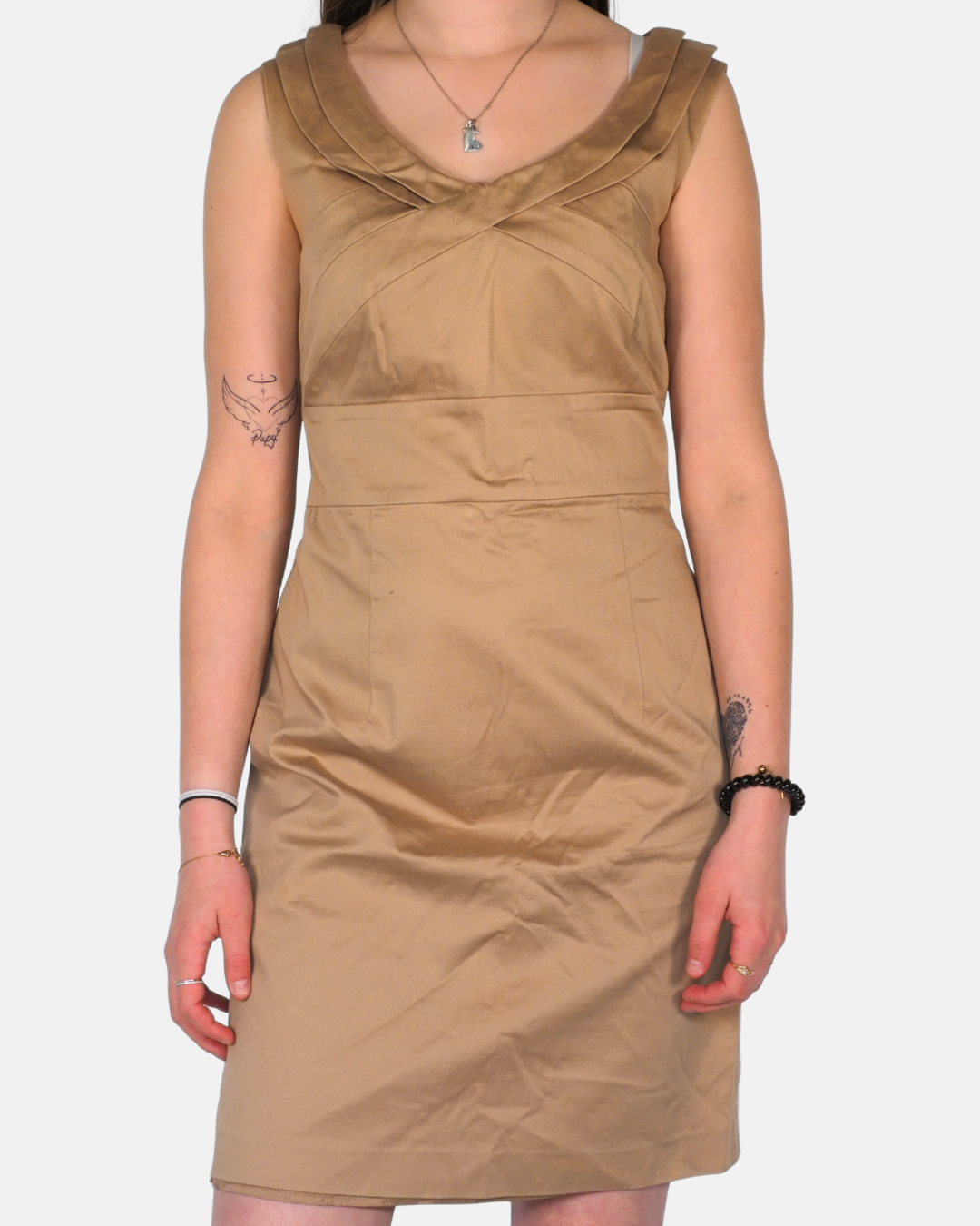 Betty Barclay Collection Camel Structured Satin Y2K Mini Dress