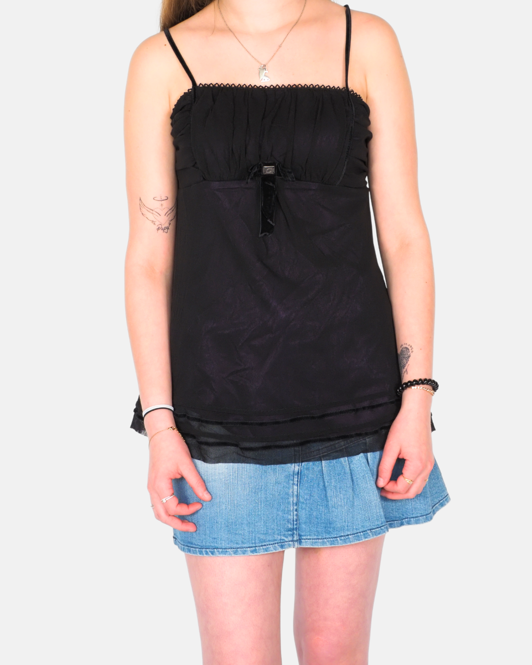 Coconuda Black Sheer Layered Camisole Top