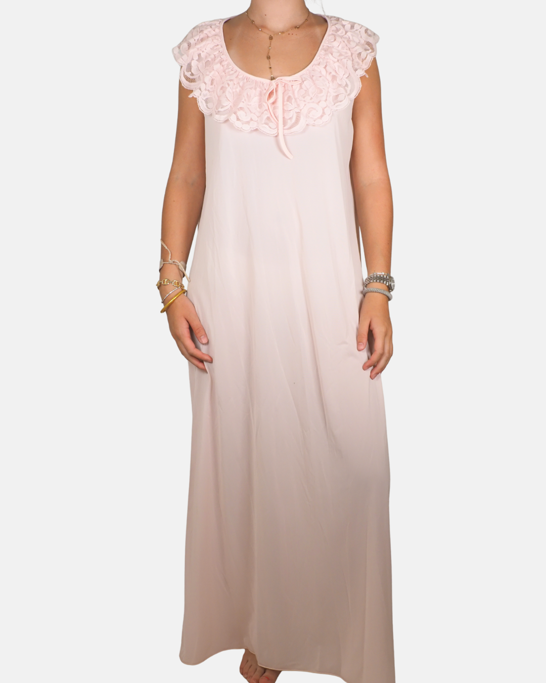 Blush Pink Lace Collar Maxi Dress - Vestro