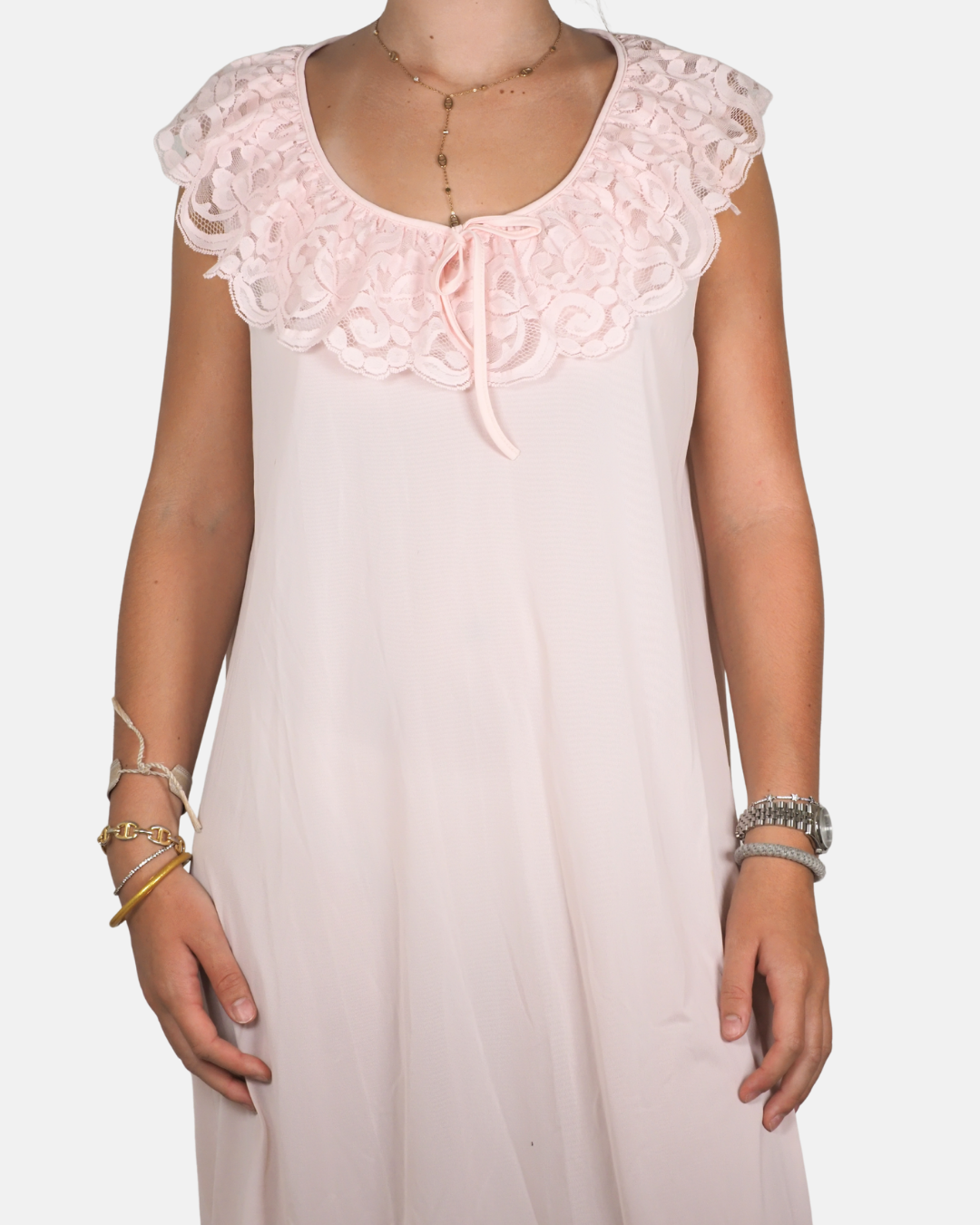 Blush Pink Lace Collar Maxi Dress - Vestro