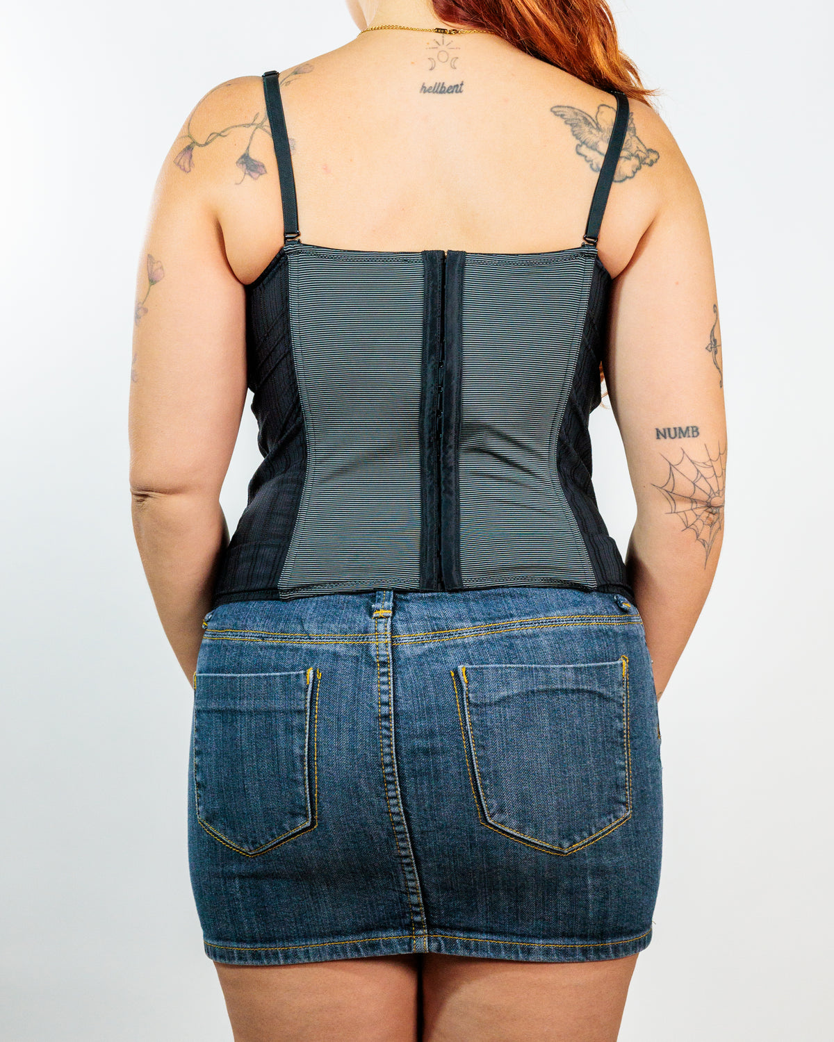 Maitenant Y2K Black & Grey Satin Corset Camisole Top