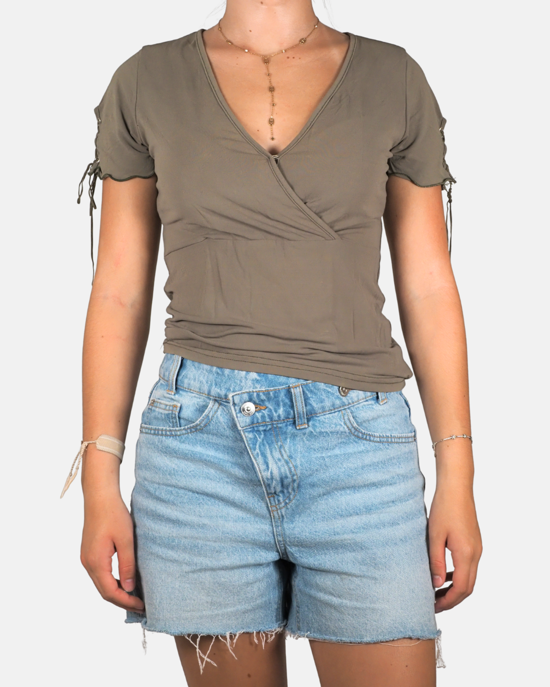 Sage Wrap Tie-Sleeve Top - SOLO
