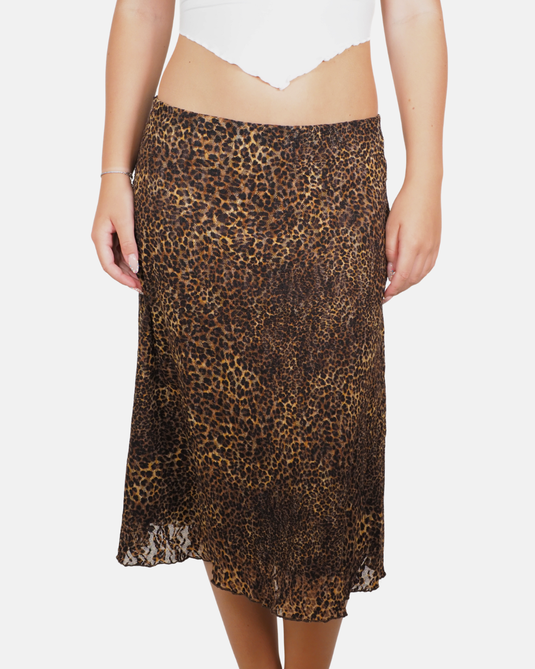Leopard Print Bias Cut Midi Skirt