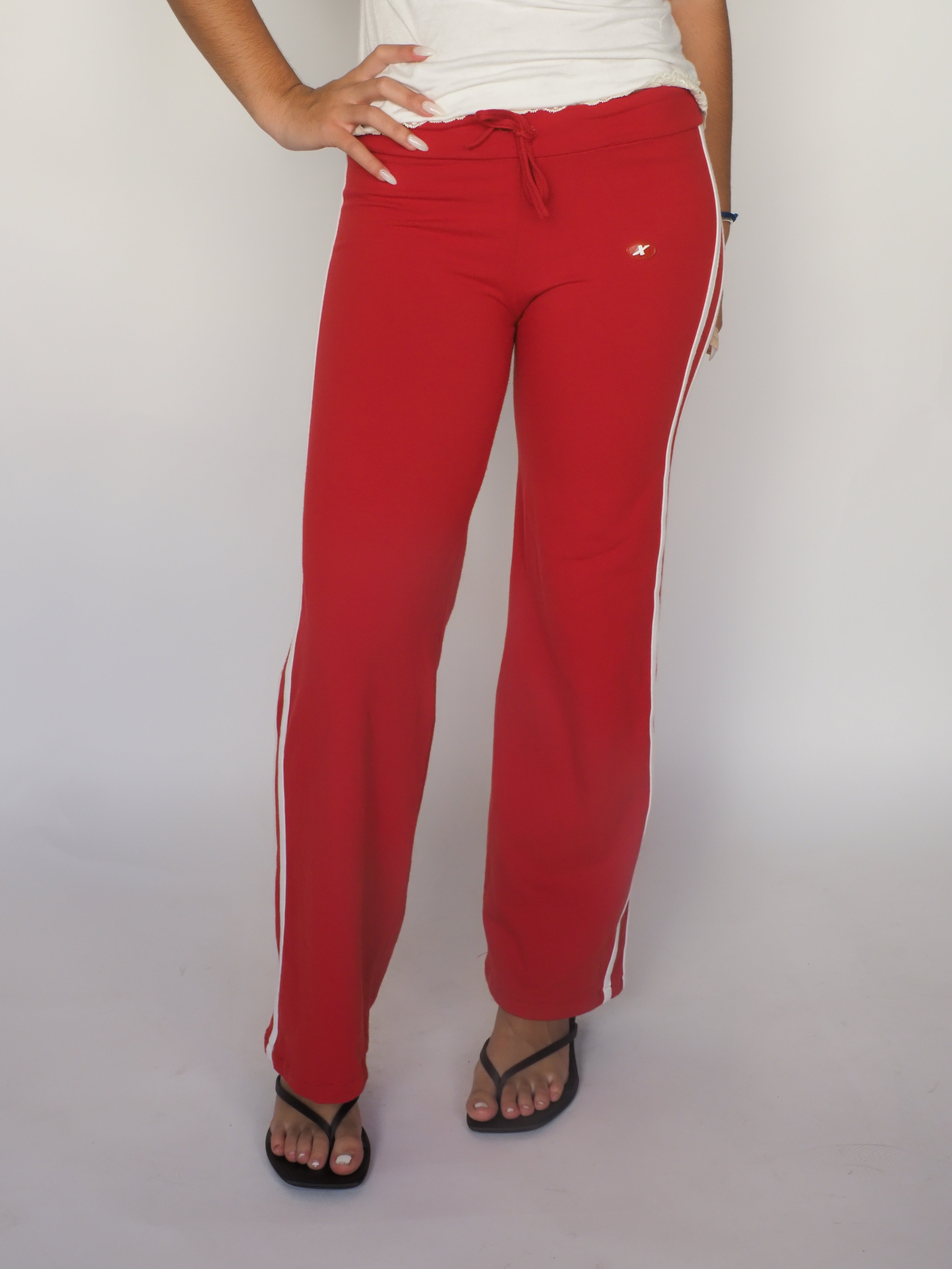 Red Y2K Stripe Track Pants – Six Fitness
