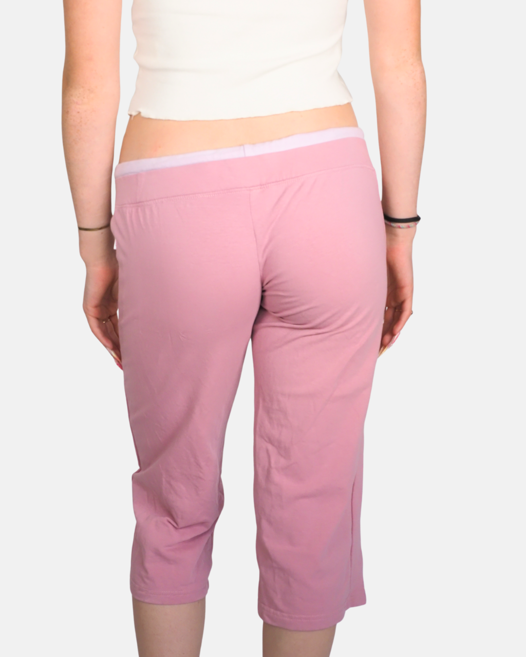 Soft Pink Low-Rise Capri Pants by Agi