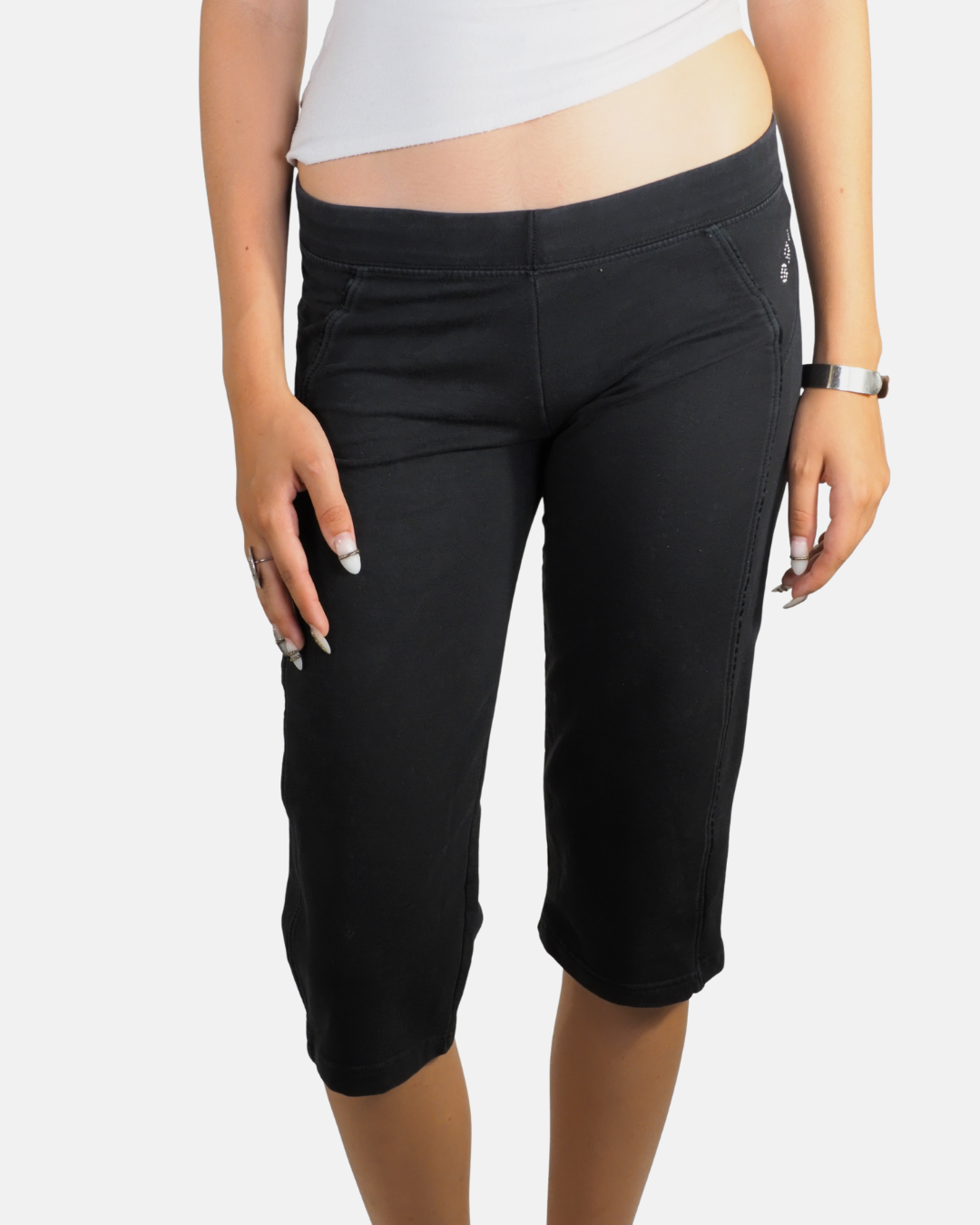 Black Rhinestone Capri Leggings - AGI
