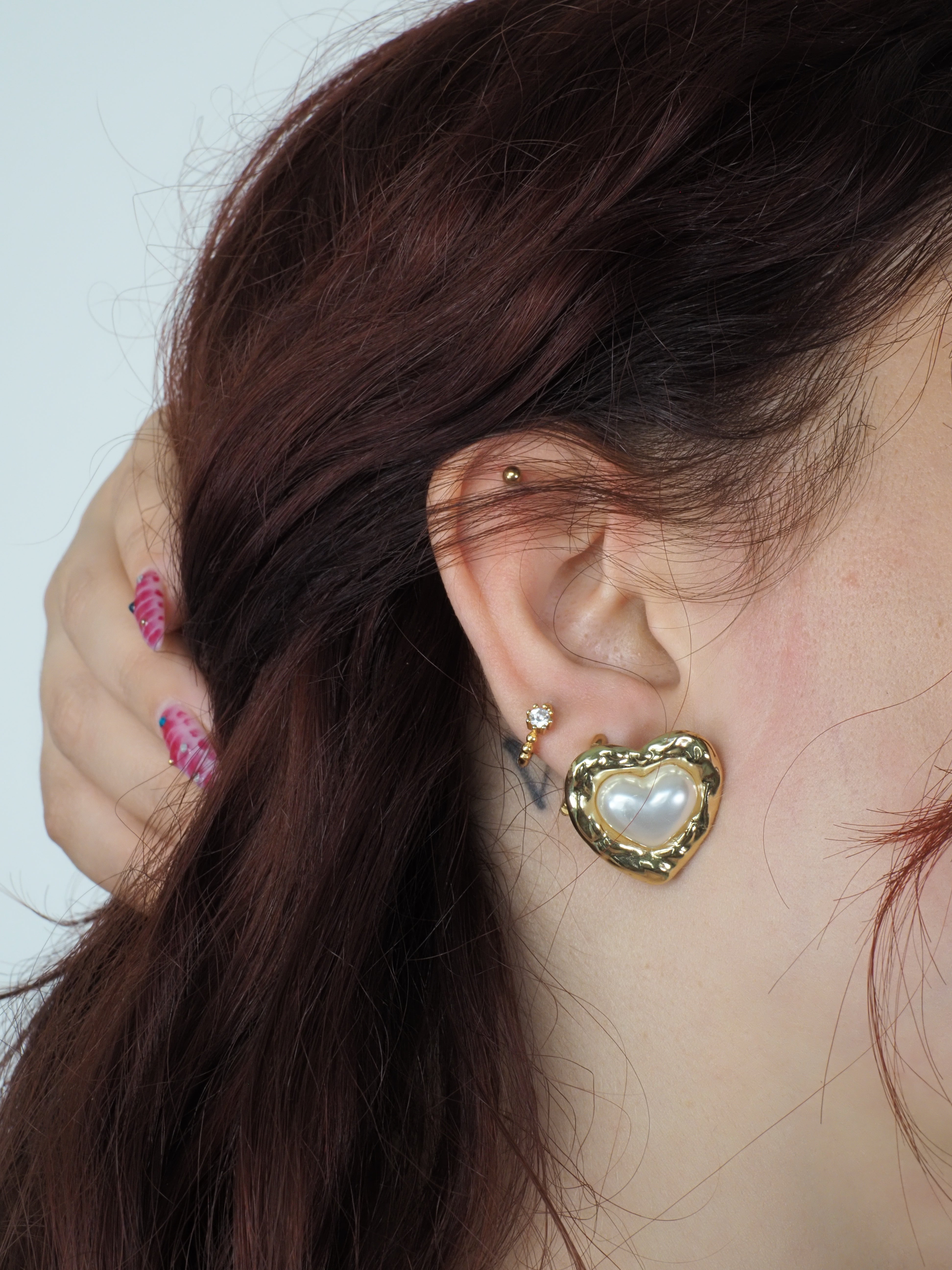 The Lunaria Heart Pearl Earrings