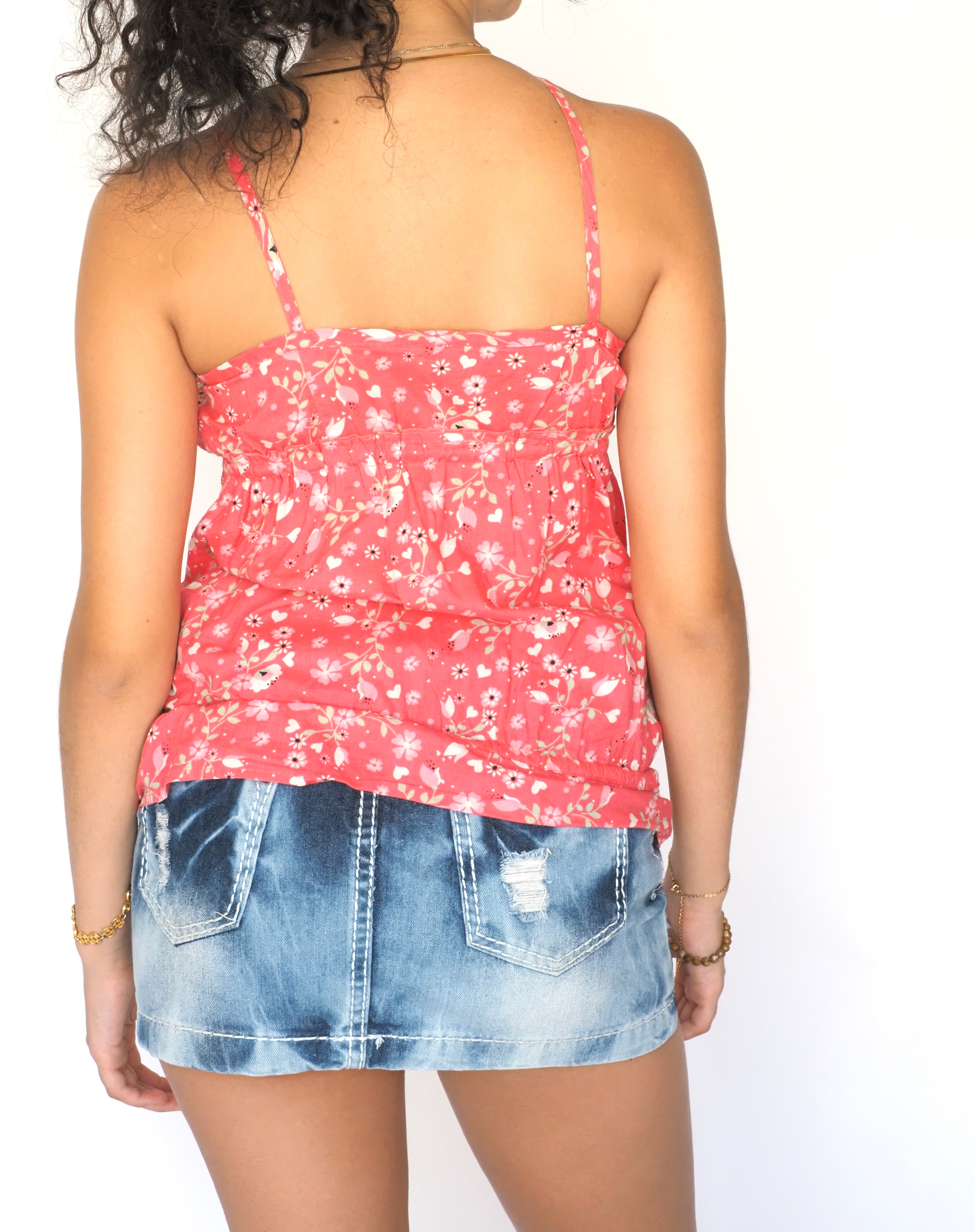 Miss Selfridge Coral Floral Halter Top