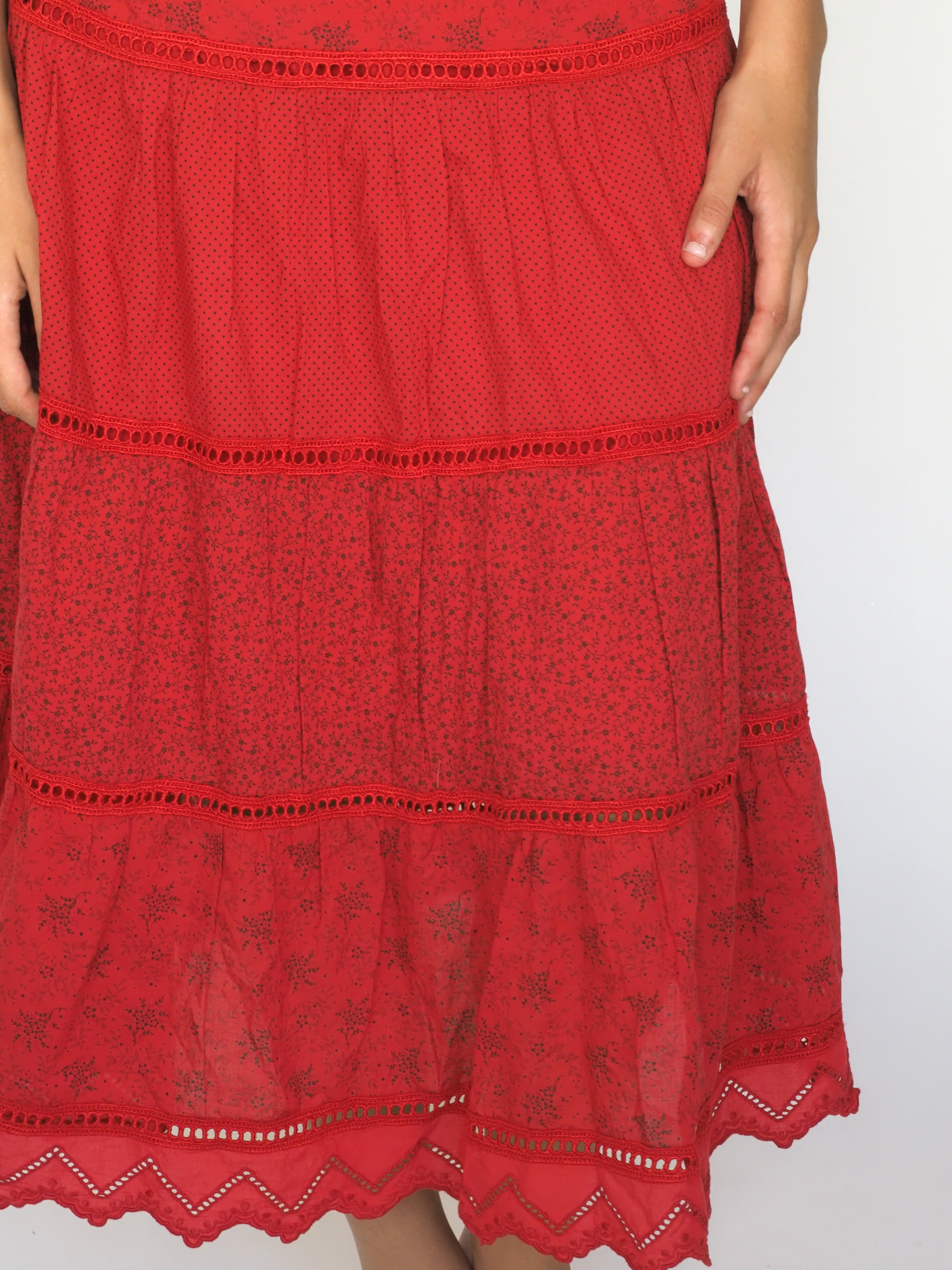 Boho Patchwork Tiered Midi Skirt – Unbranded