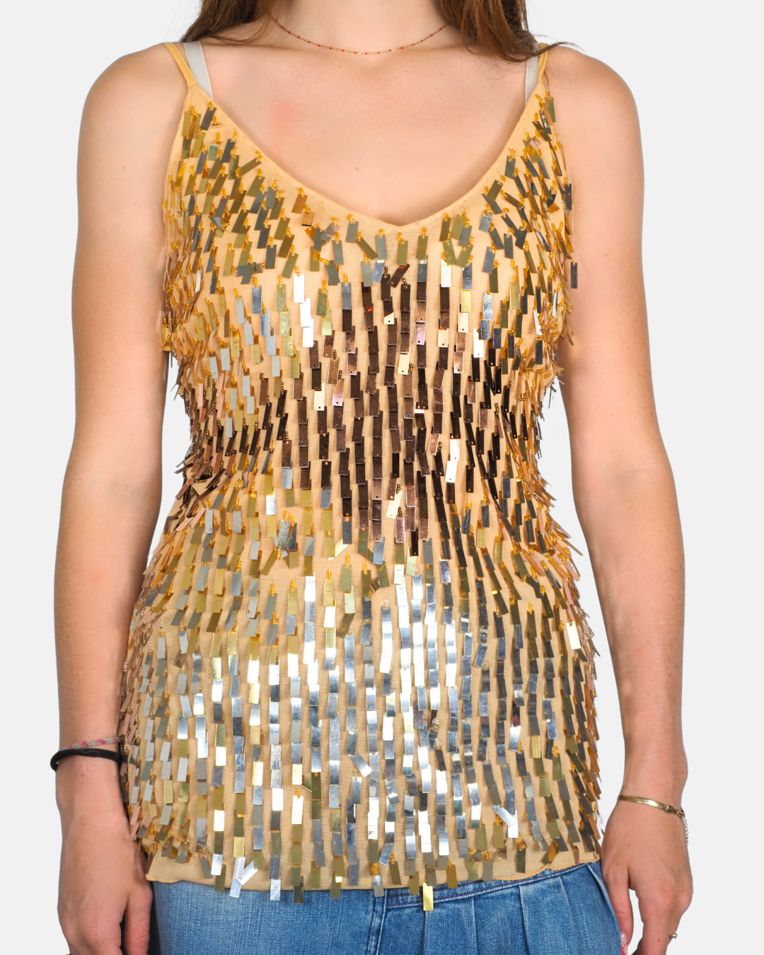 Gold Sequin Party Cami Top by Conos