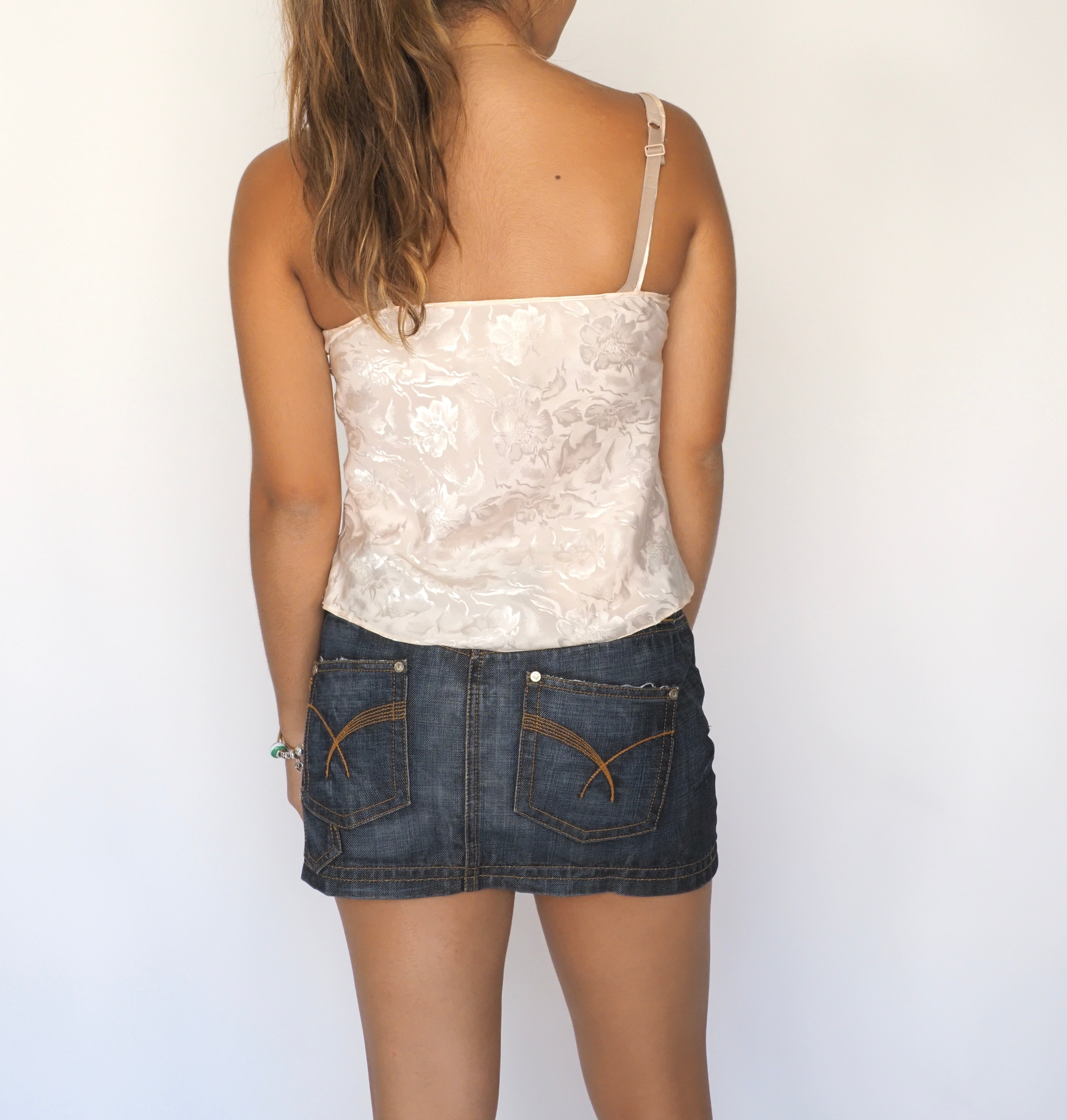 Vintage Floral Satin & Lace Cami – St. Michael – Ivory