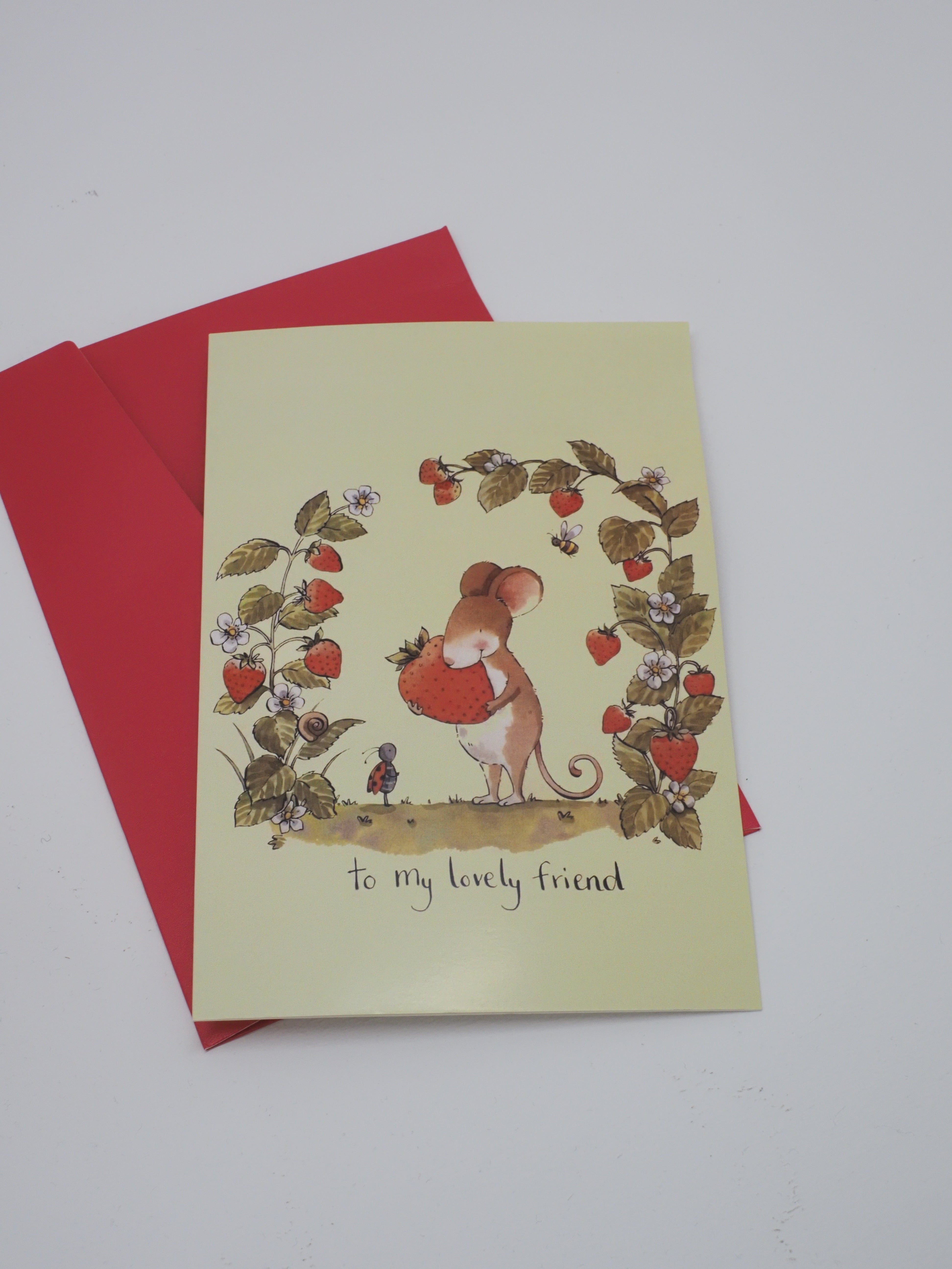 Lovely Friend Strawberry Mouse Card