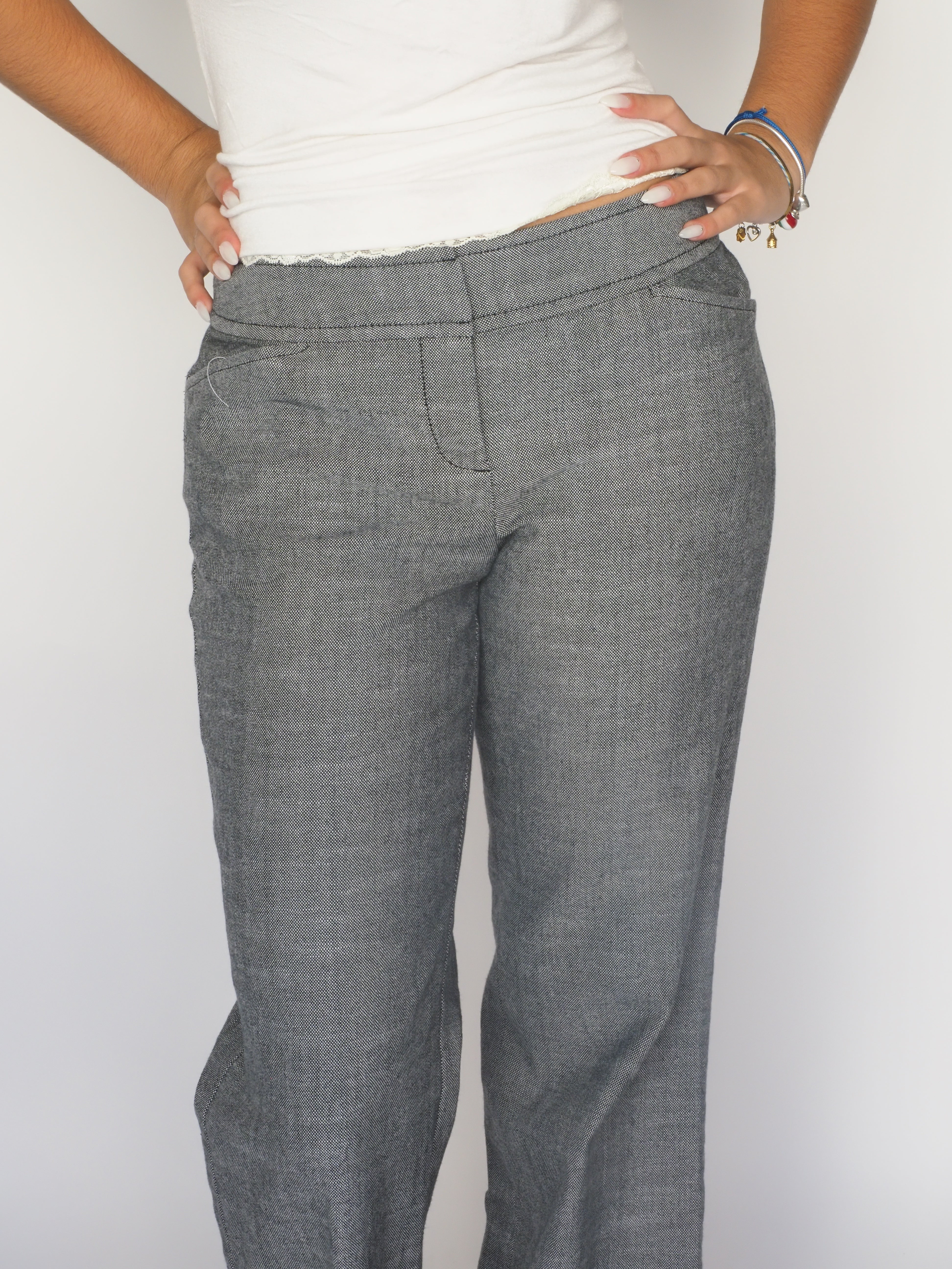 Ann Taylor Grey Tailored Straight-Leg Trousers