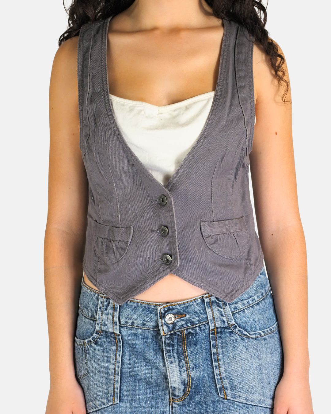 Y2K Grey Fitted Waistcoat - Terranova