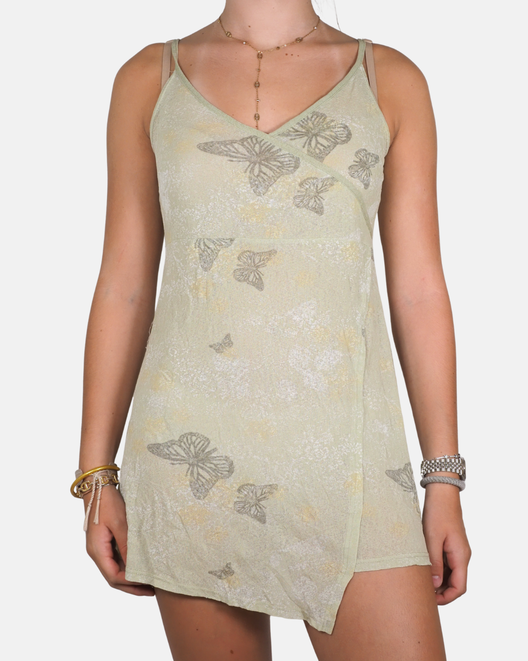 Sage Butterfly Wrap Mini Dress - Terre de Marins
