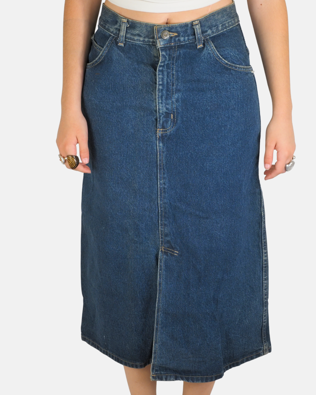 Vintage Y2K Dark Wash Denim Maxi Skirt - Casablanca