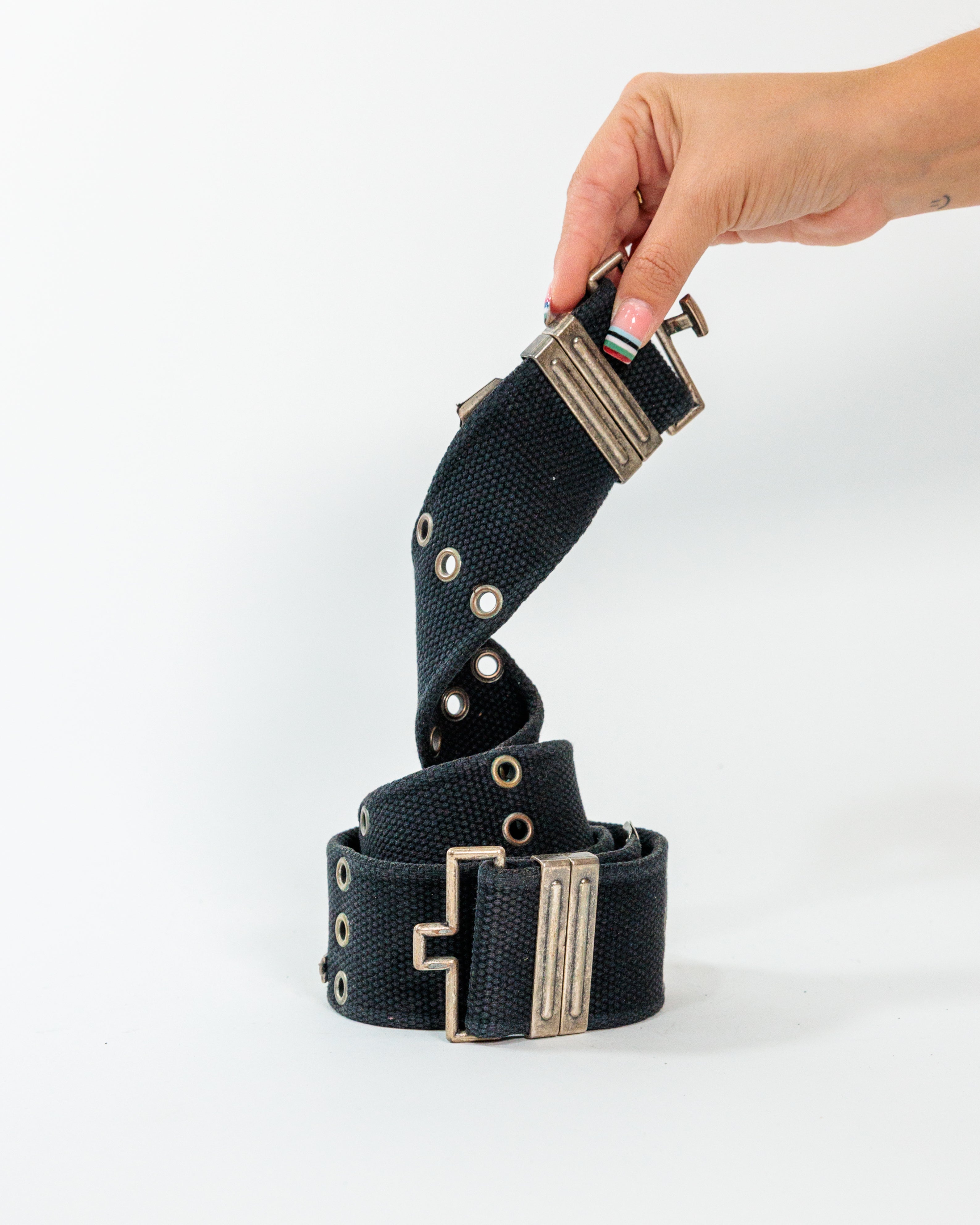 Black Canvas Eyelet Belt