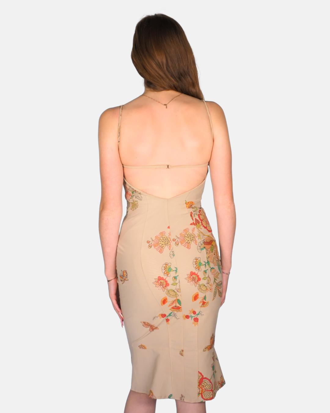 Paola Frani Butterfly Garden Mesh Midi Dress
