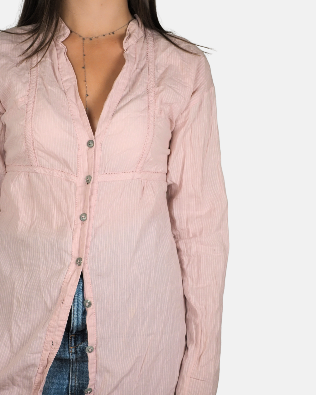 Pink Pinstripe Empire-Line Shirt - BSK
