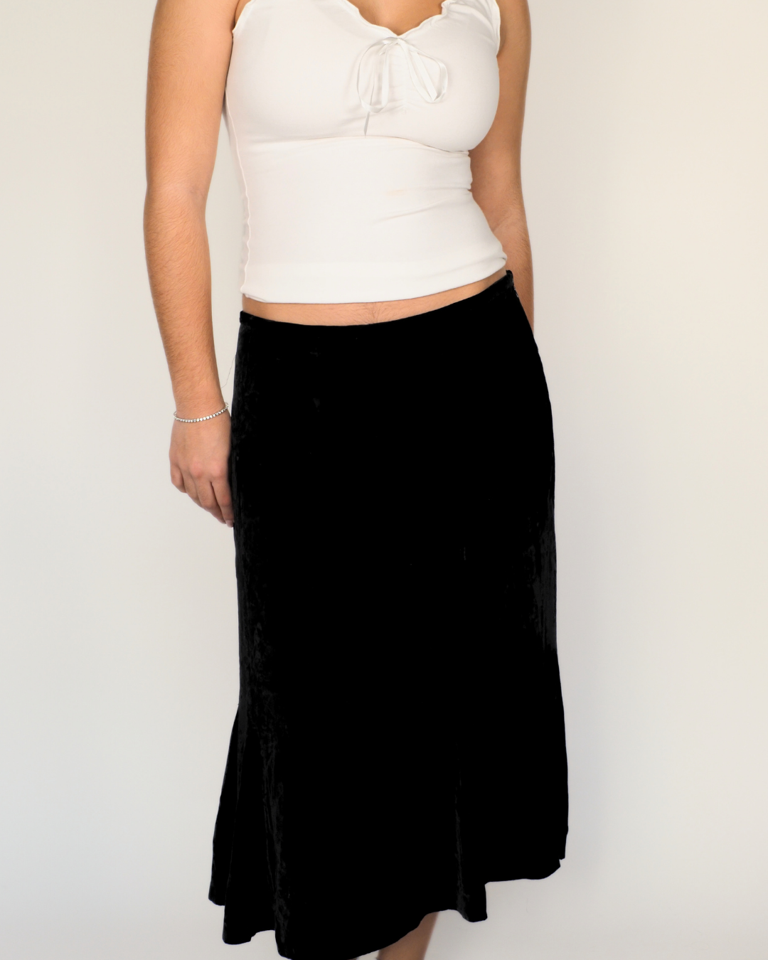 Black Velvet Midi Skirt