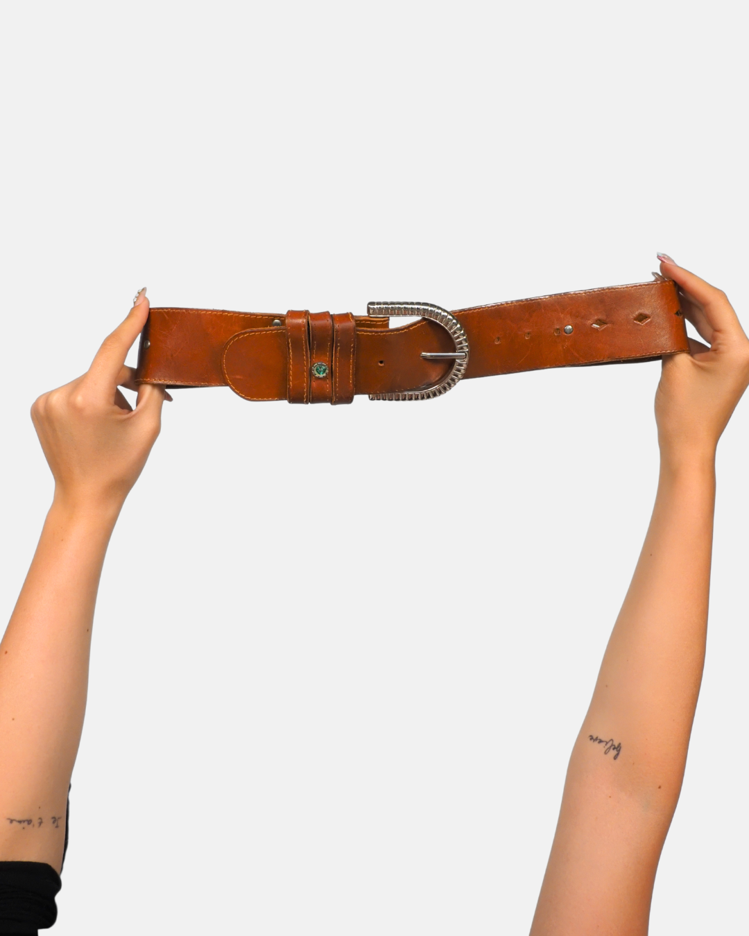 Tan Wide Western Leather Belt