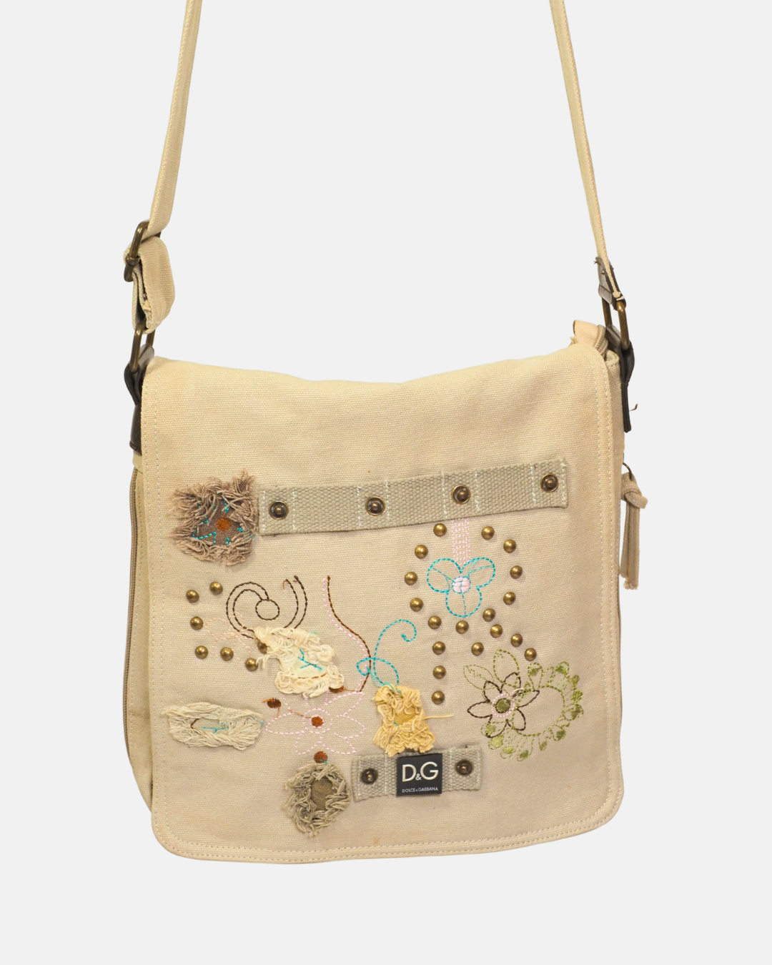 D&G Vintage Y2K Embroidered Canvas Messenger Bag