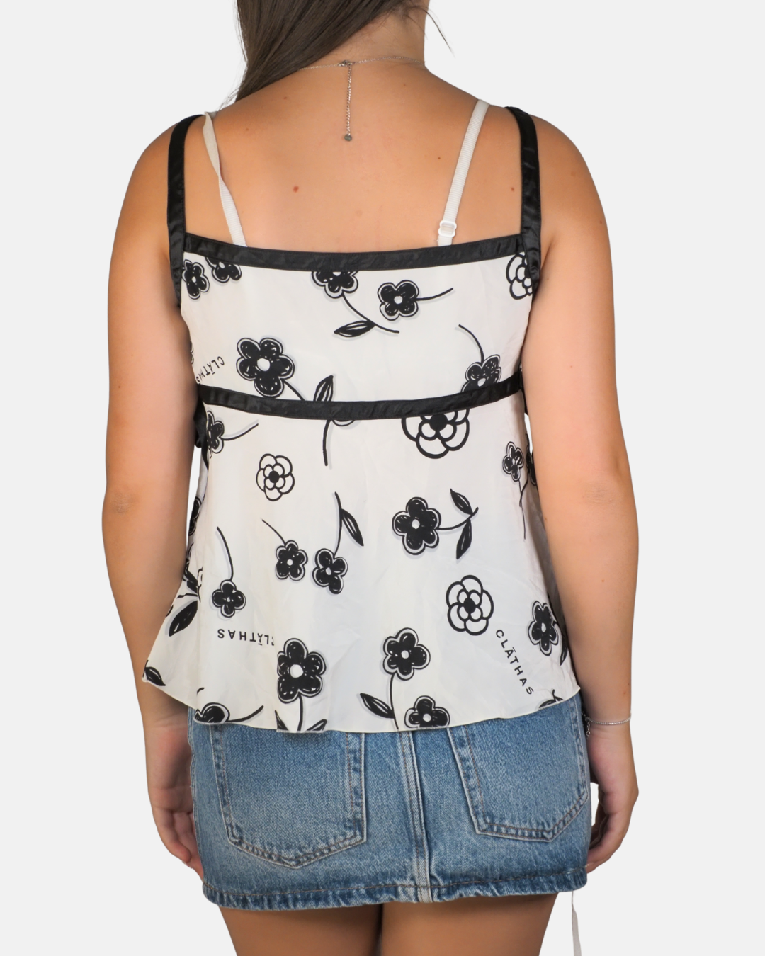 Black & White Floral Wrap Cami Top - CLATHAS