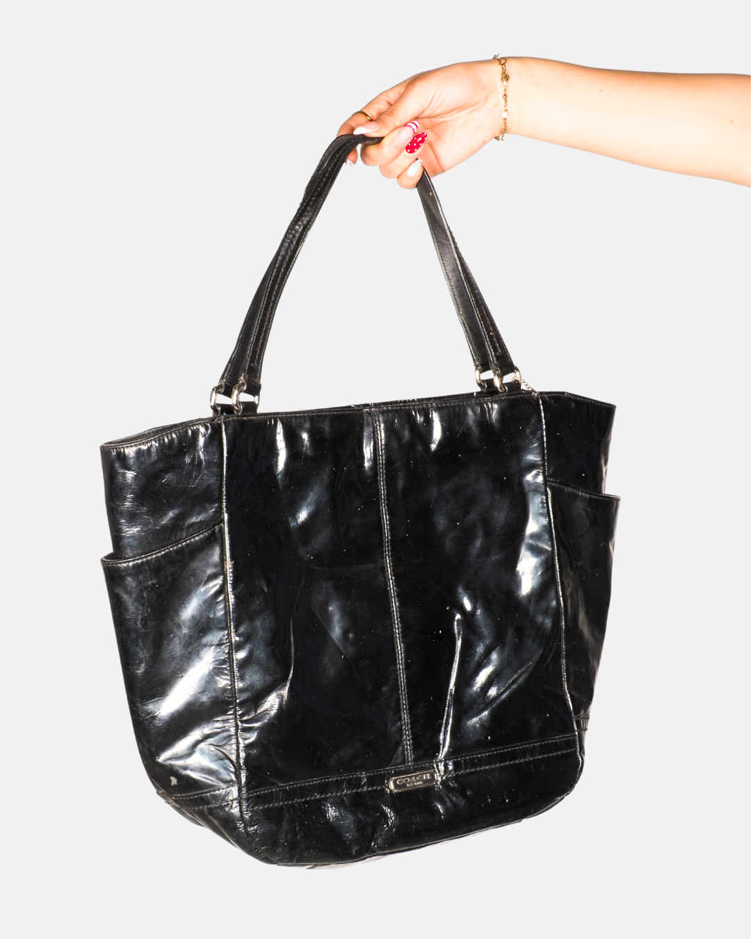 Coach Patent Leather Large Tote in Black