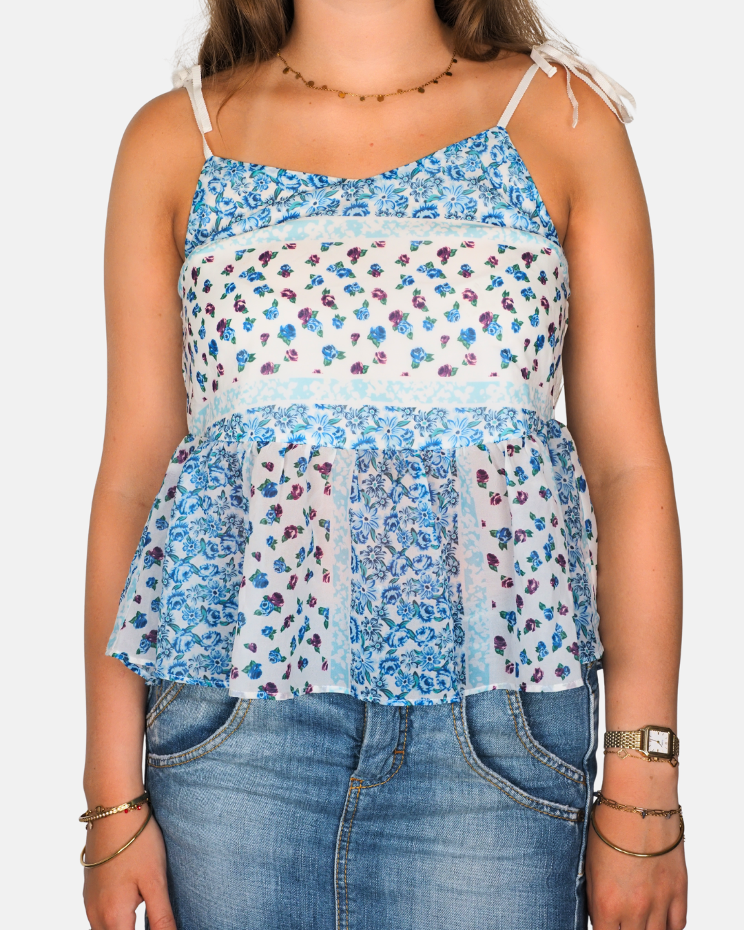 Vintage Newlyme Patchwork Floral Babydoll Cami