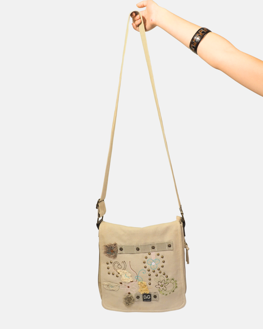 D&G Vintage Y2K Embroidered Canvas Messenger Bag
