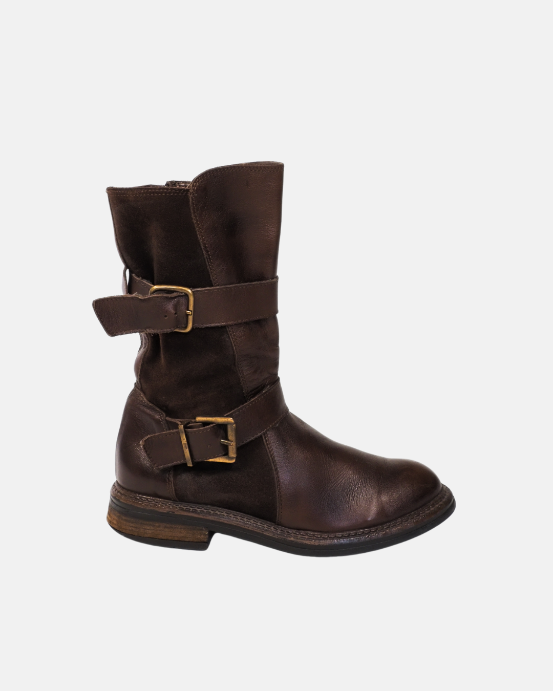 Brown buckle boots