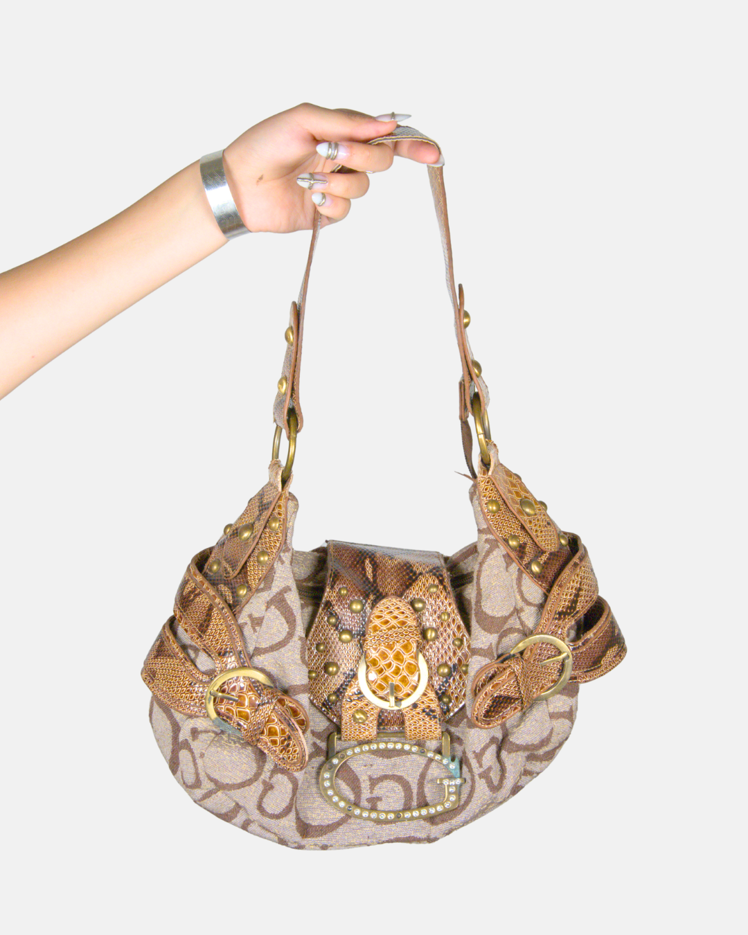 Guess Studded Monogram Shoulder Bag