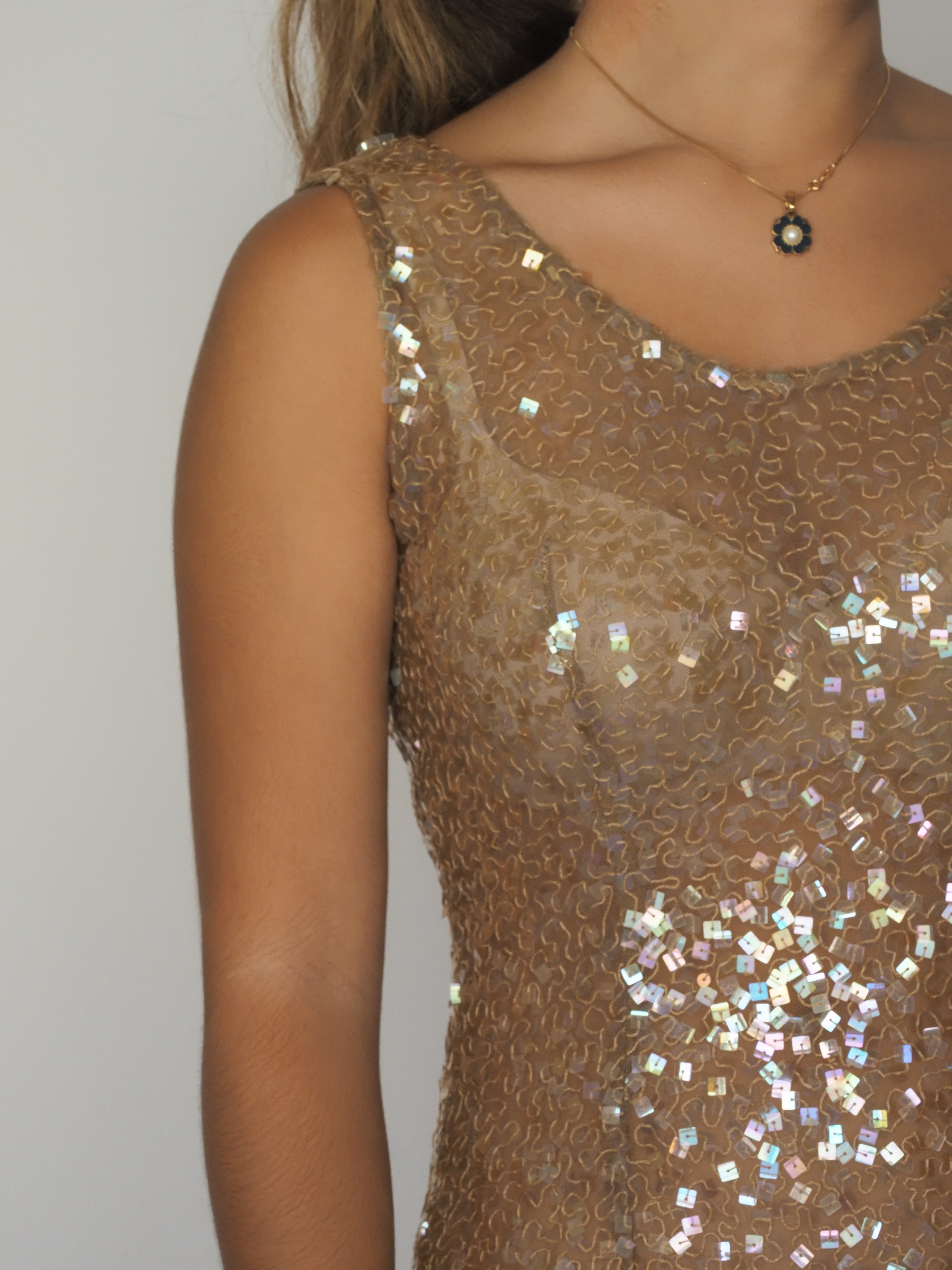 Gold Sequin Sleeveless Bodycon Party Dress