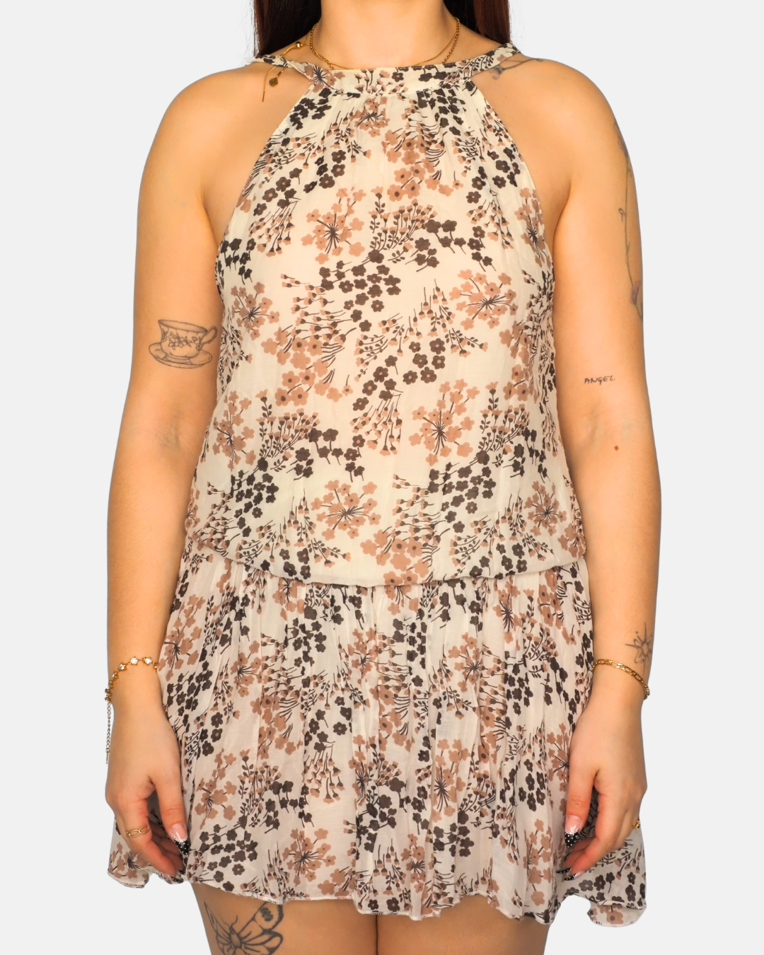 Patrizia pepe floral brown mini dress