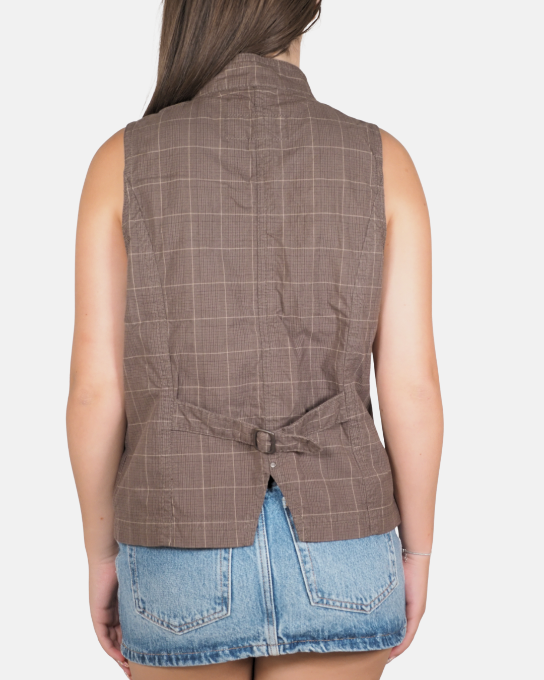 Brown Checked Tailored Waistcoat - CECIL