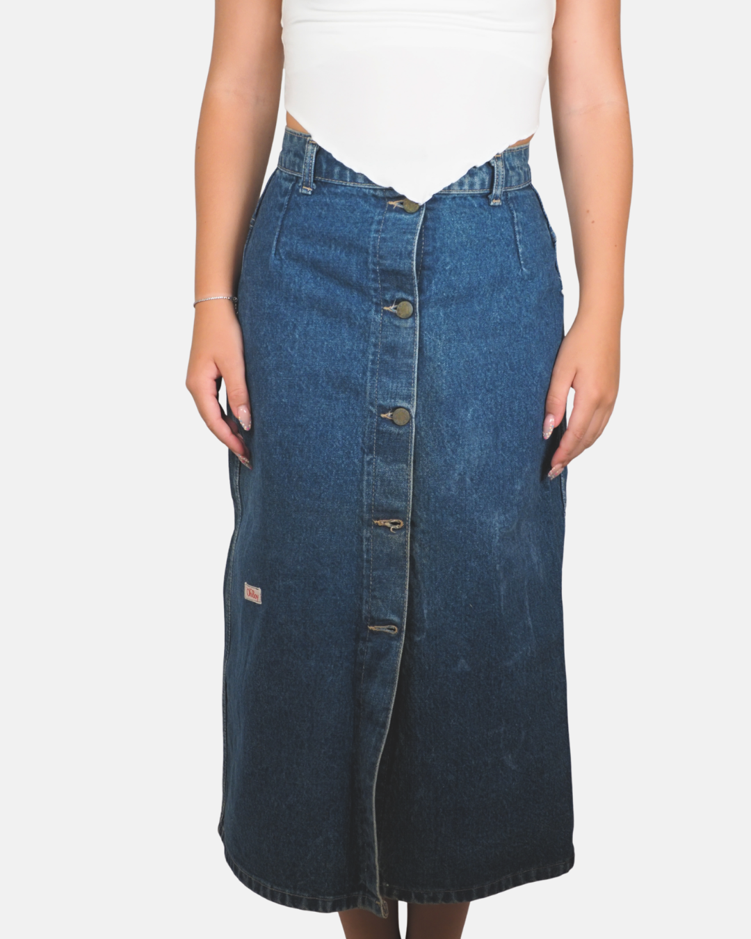 Vintage Button-Front Denim Maxi Skirt - Casabianca