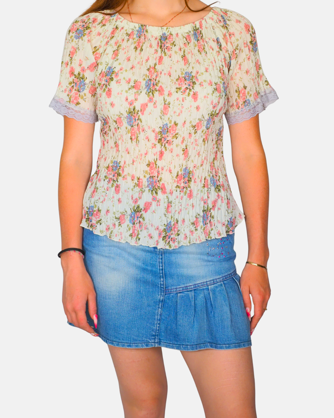 Vintage Floral Crinkle Blouse