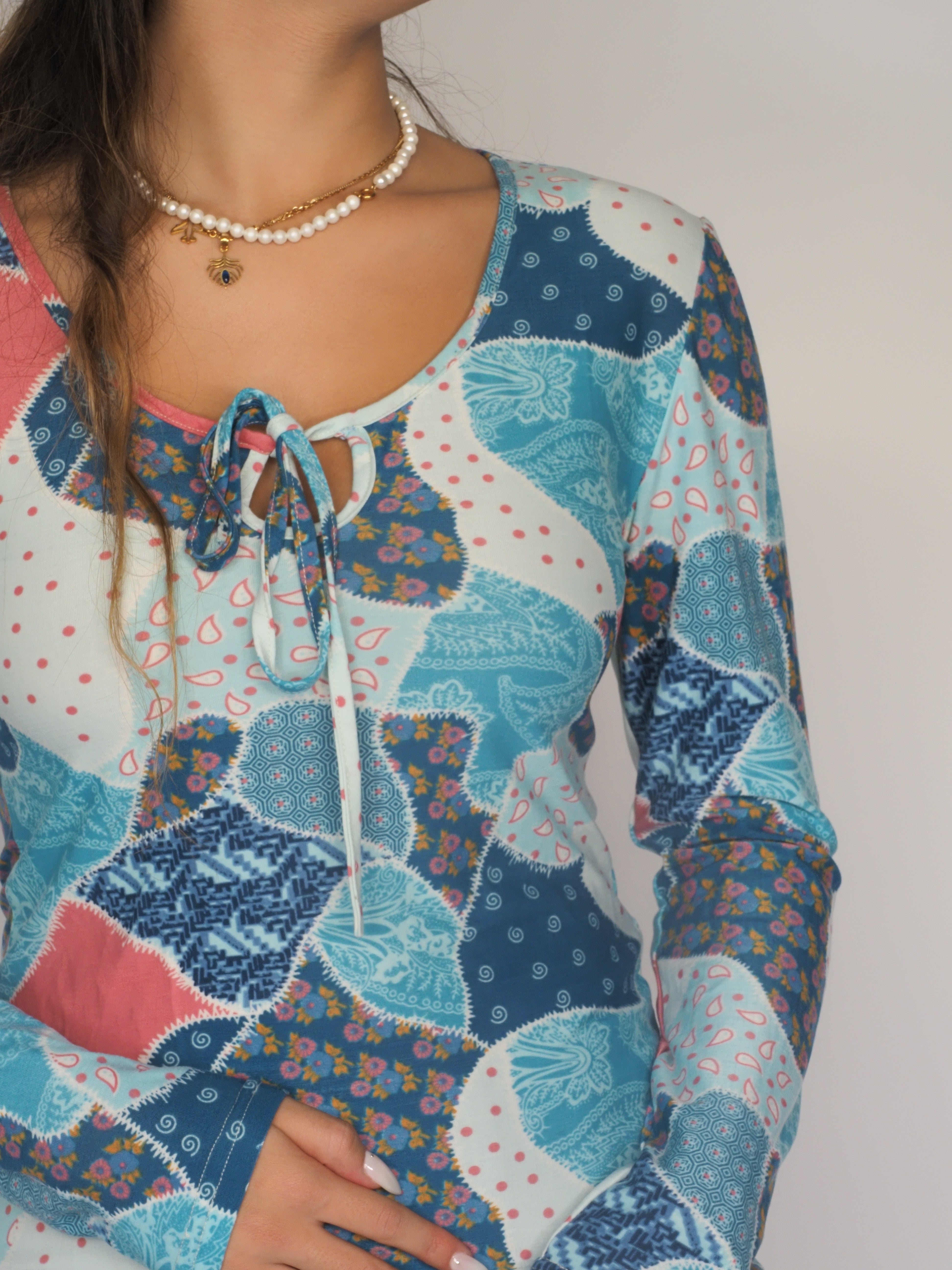 Patchwork Print Long Sleeve Top – Max & Lin