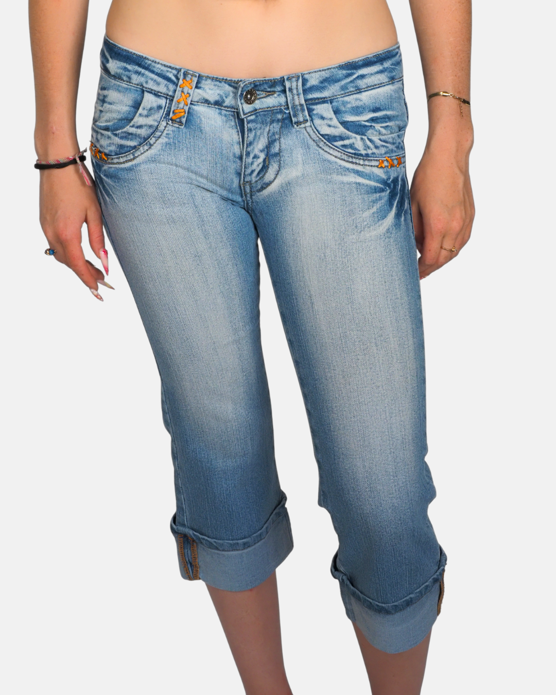 Light Wash Cropped Capri Jeans by Reverb Jeans