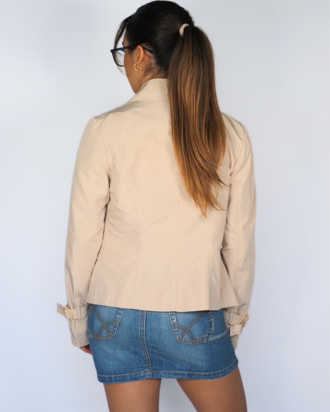 Classic Jallis Beige Cropped Trench Jacket