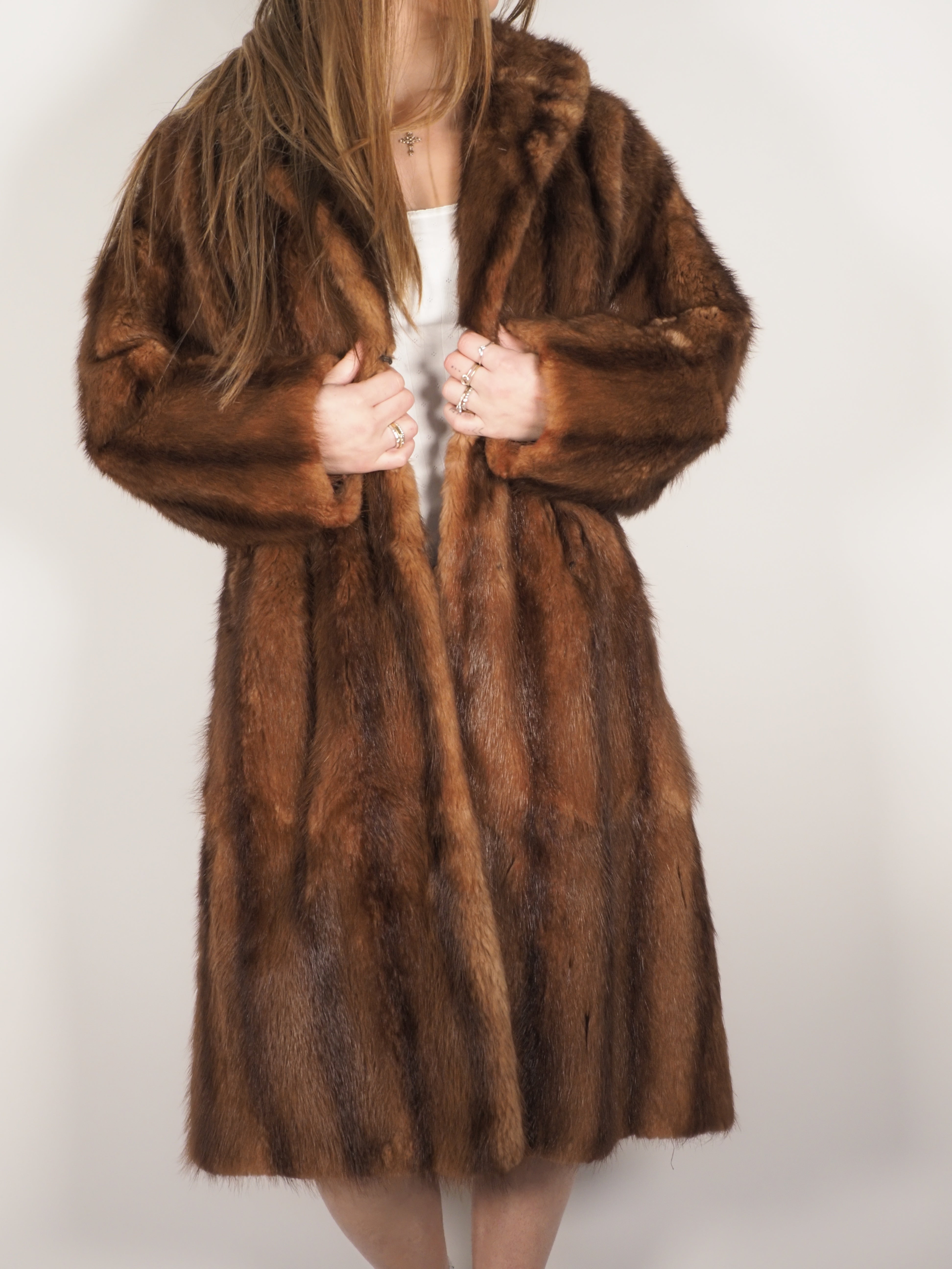 Italian Real Fur Vintage Coat – Rich Chocolate Brown