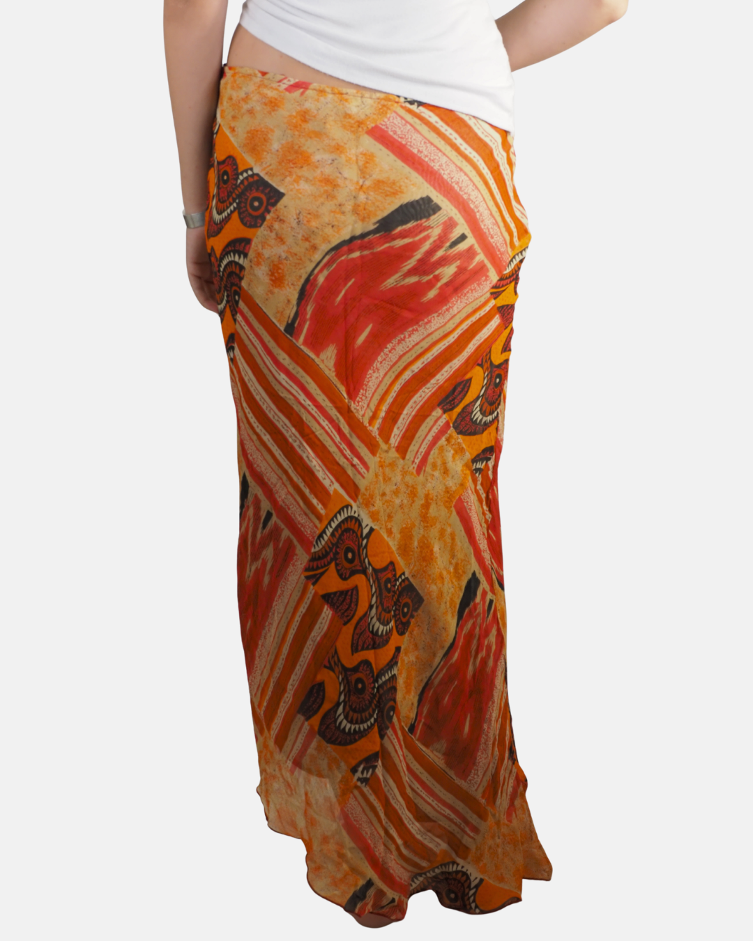 Orange Abstract Print Maxi Skirt - Vero Moda