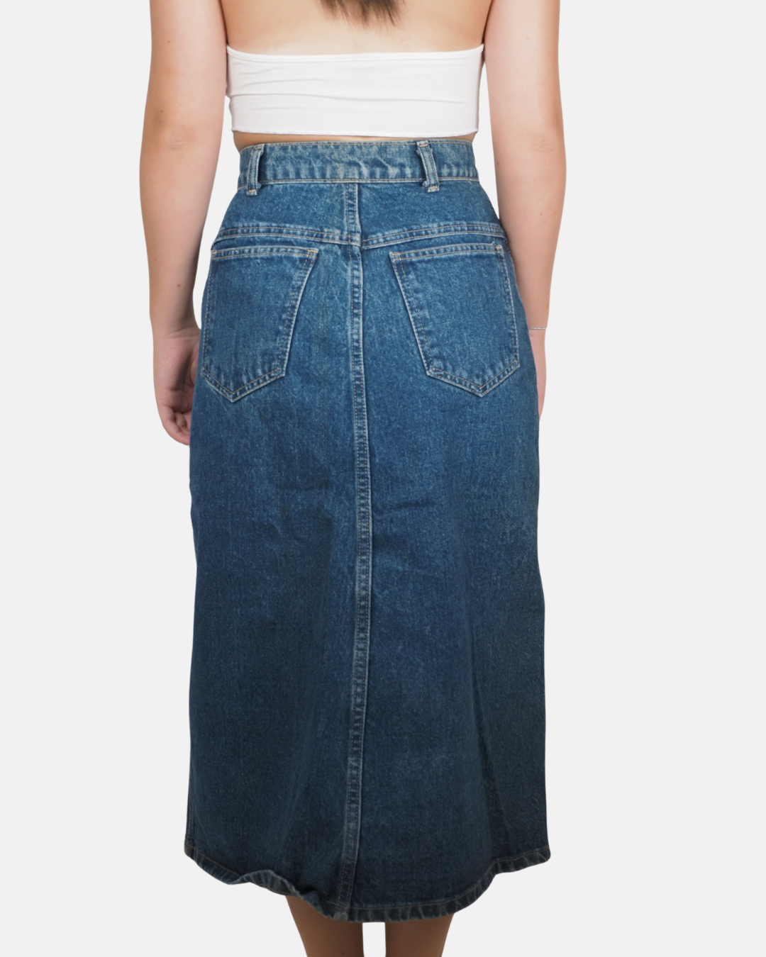 Vintage Button-Front Denim Maxi Skirt - Casabianca