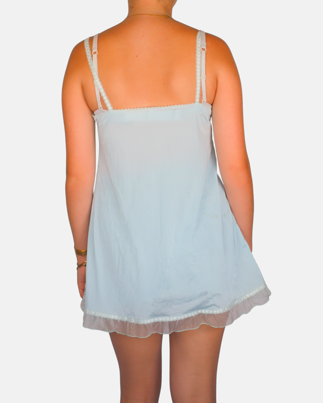 Baby Blue Daisy Mesh Babydoll Slip Dress By Image