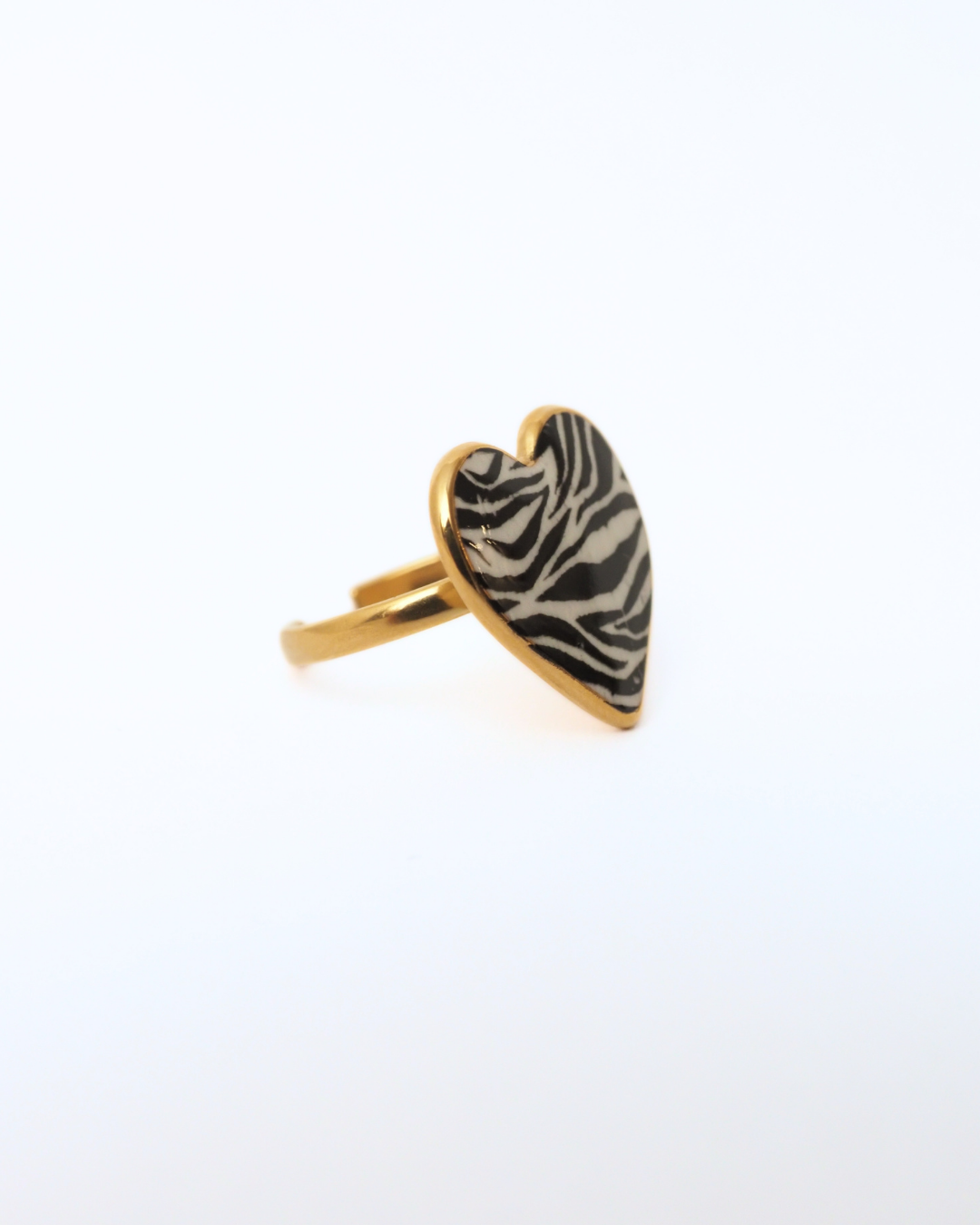 Zebra Print Heart Ring
