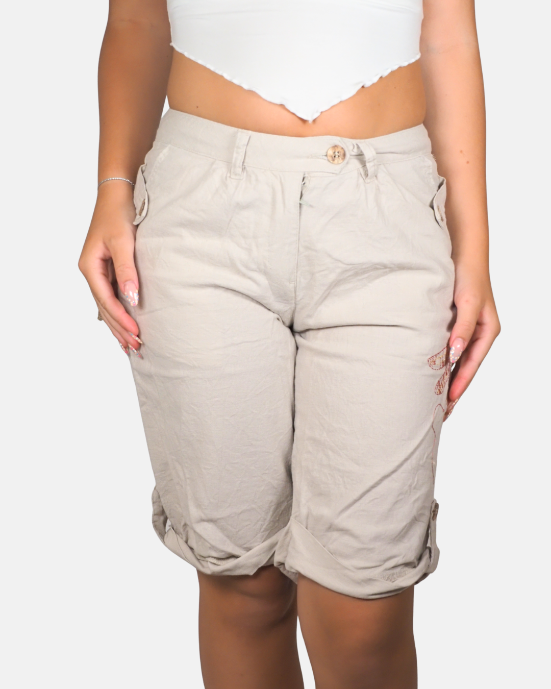 Embroidered Linen Blend Bermuda Shorts – YOU NIQUE