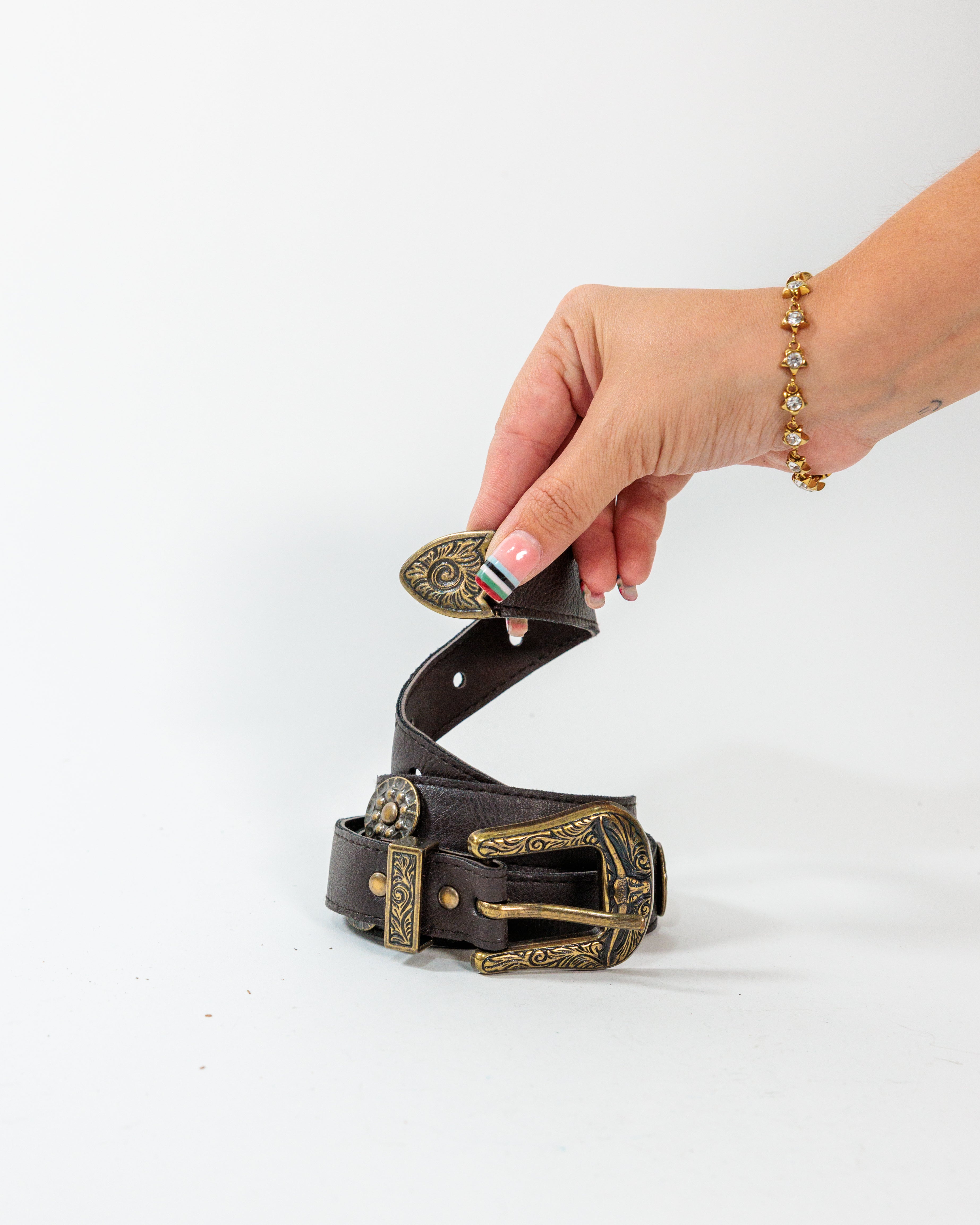 Brown Ornate Western Buckle Belt